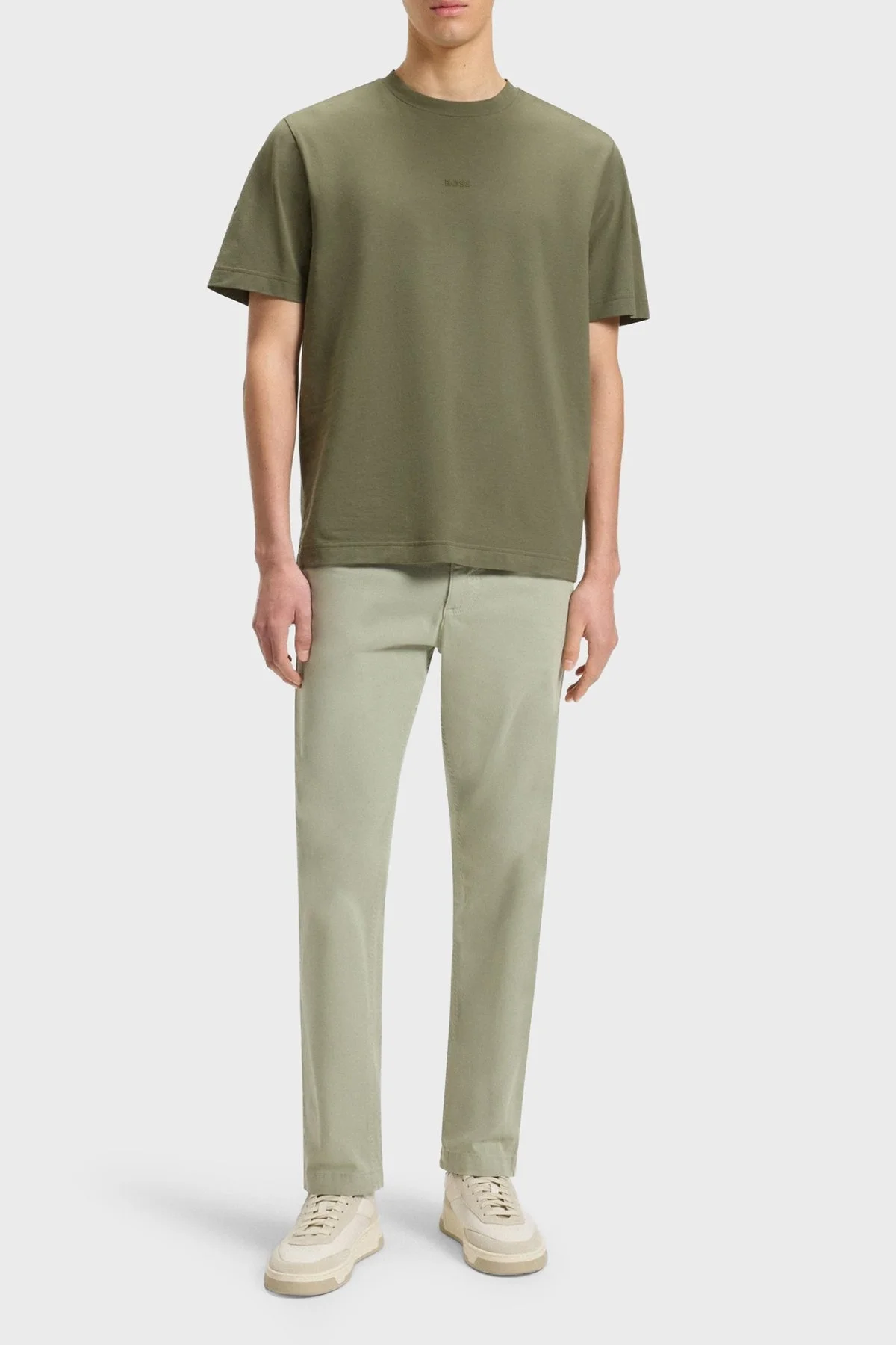 Boss Pamuklu Regular Fit Bisiklet Yaka Erkek T Shirt 50473278 342 HAKİ - 2