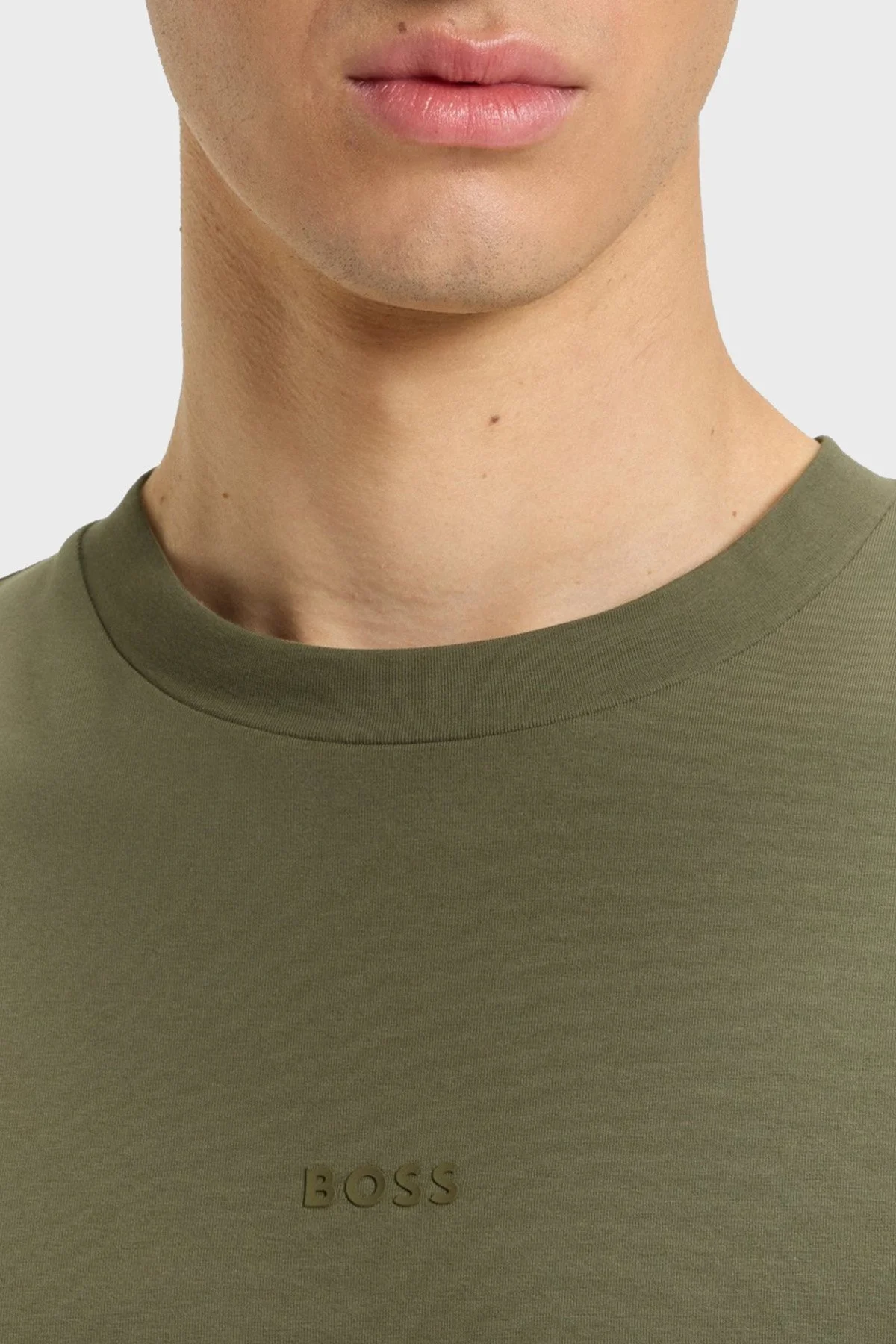 Boss Pamuklu Regular Fit Bisiklet Yaka Erkek T Shirt 50473278 342 HAKİ - 4