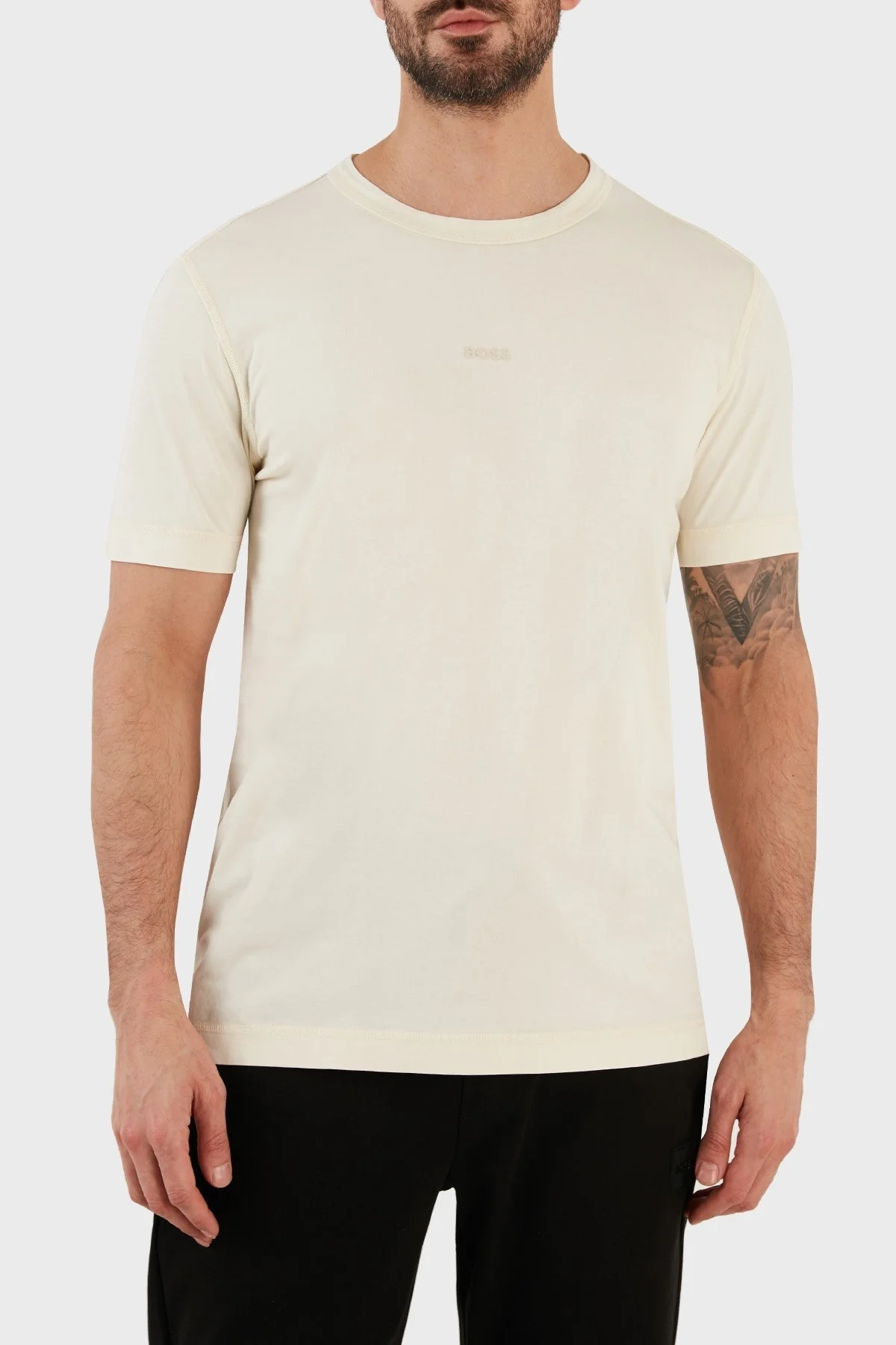 Boss Pamuklu Regular Fit Bisiklet Yaka Erkek T Shirt 50477433 277 BEJ - 1