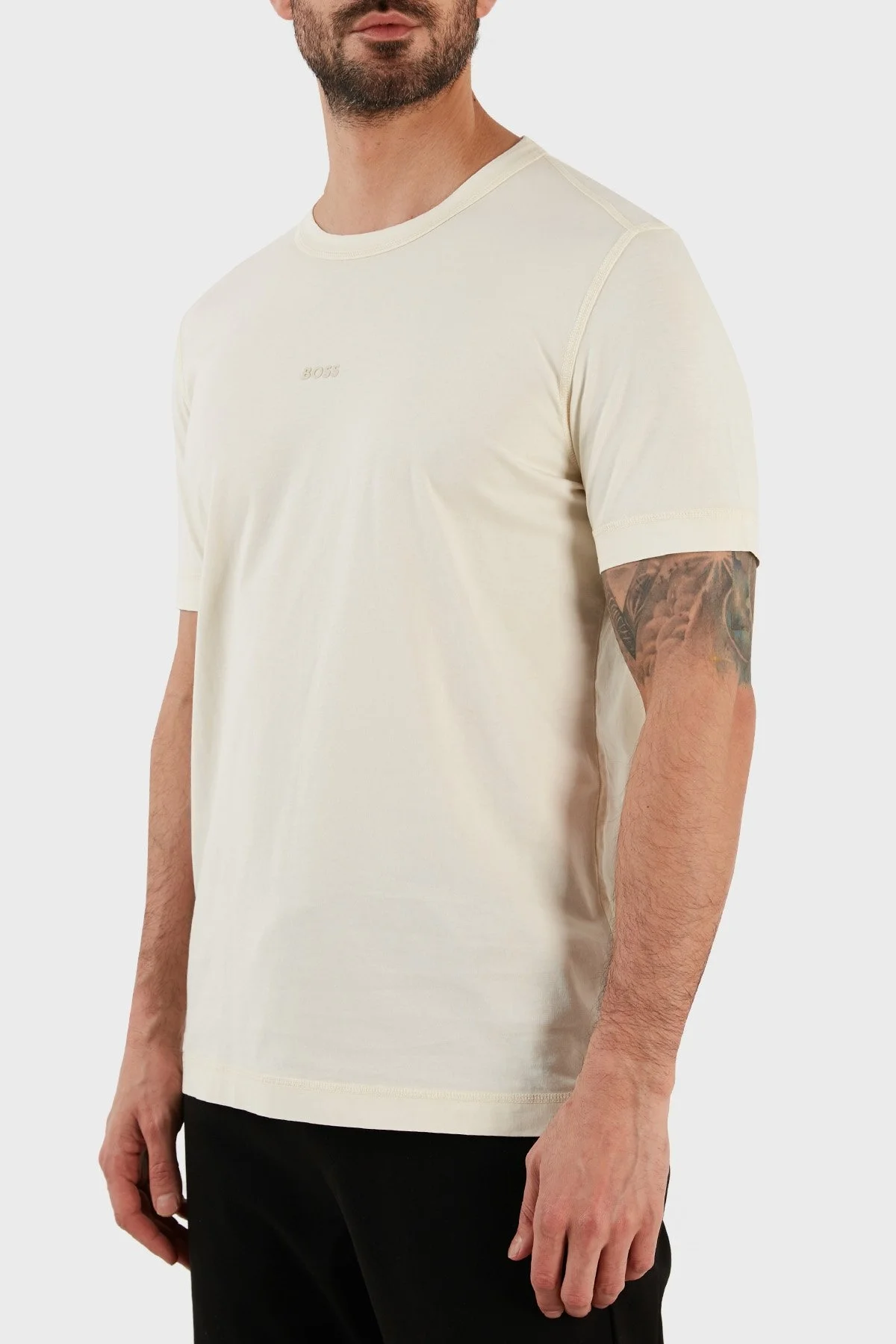 Boss Pamuklu Regular Fit Bisiklet Yaka Erkek T Shirt 50477433 277 BEJ - 2