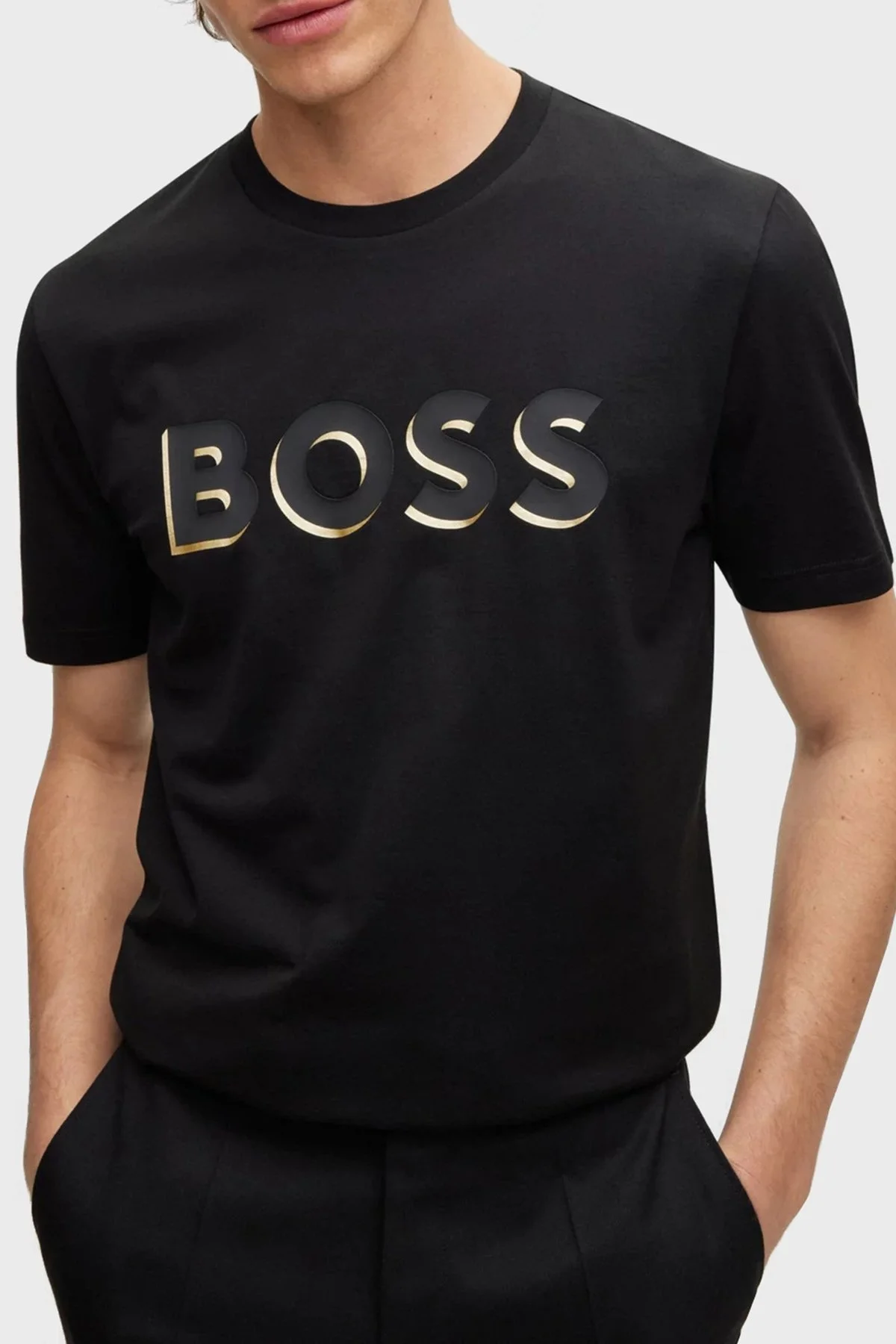 Boss Pamuklu Regular Fit Bisiklet Yaka Erkek T Shirt 50481611 001 SİYAH - 1