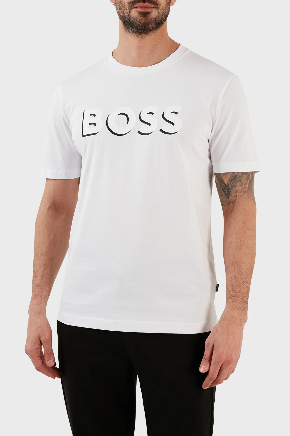 Boss Pamuklu Regular Fit Bisiklet Yaka Erkek T Shirt 50481611 100 BEYAZ - 1