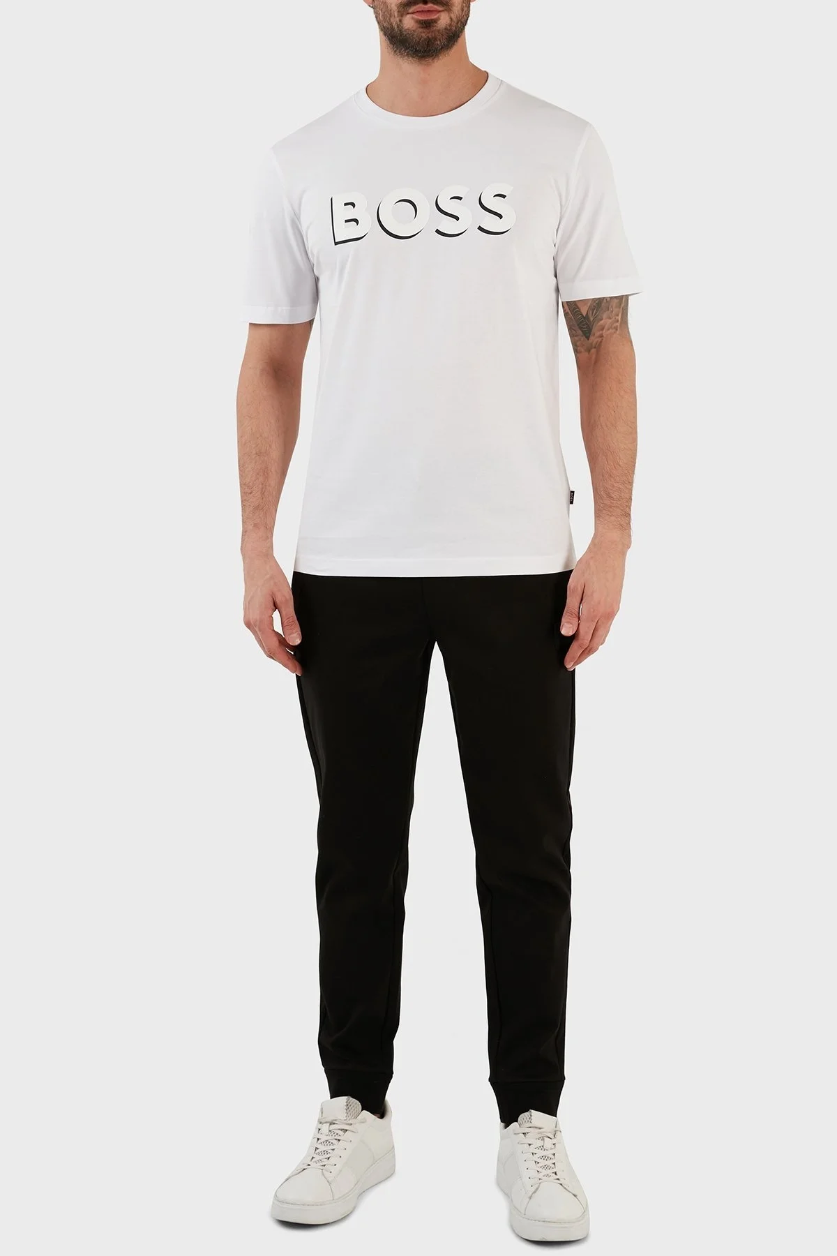 Boss Pamuklu Regular Fit Bisiklet Yaka Erkek T Shirt 50481611 100 BEYAZ - 3