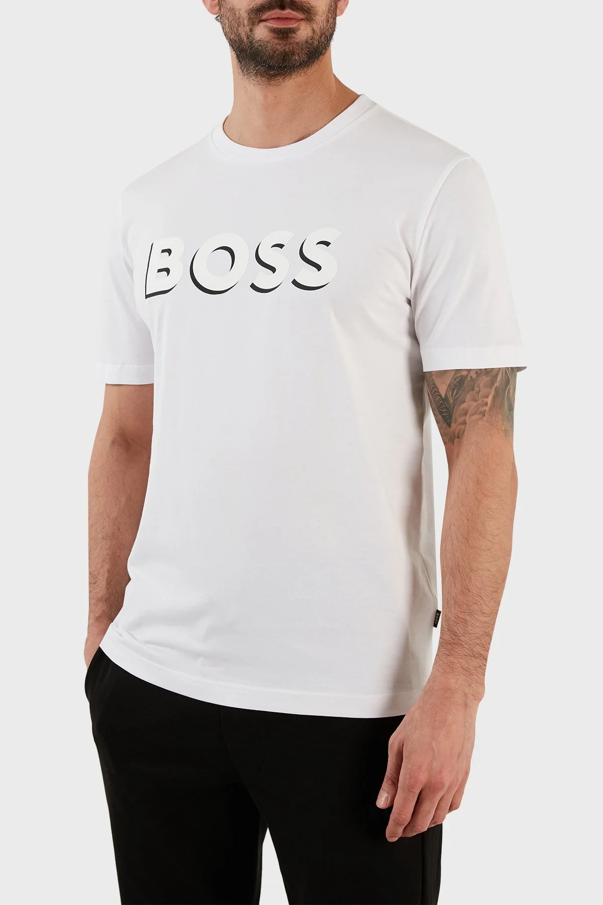Boss Pamuklu Regular Fit Bisiklet Yaka Erkek T Shirt 50481611 100 BEYAZ - 4
