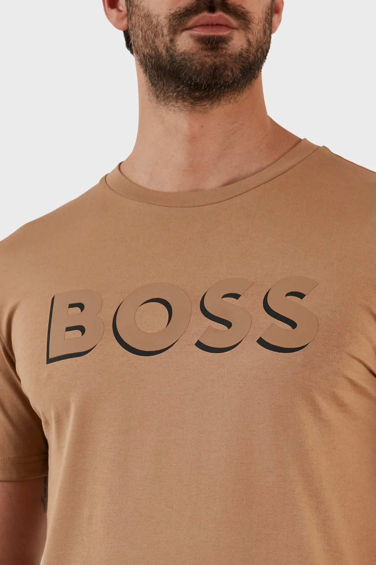Boss Pamuklu Regular Fit Bisiklet Yaka Erkek T Shirt 50481611 260 BEJ - 5