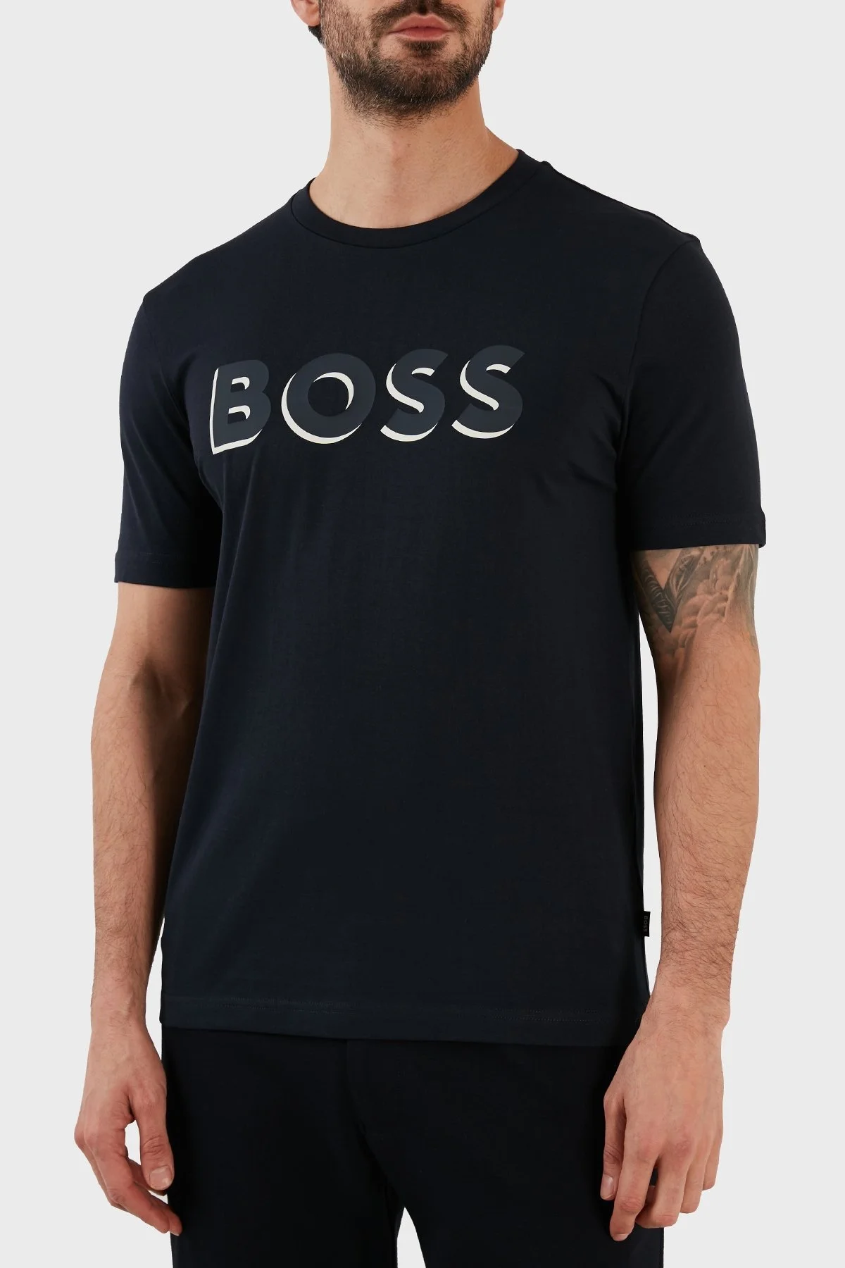 Boss Pamuklu Regular Fit Bisiklet Yaka Erkek T Shirt 50481611 404 LACİVERT - 1