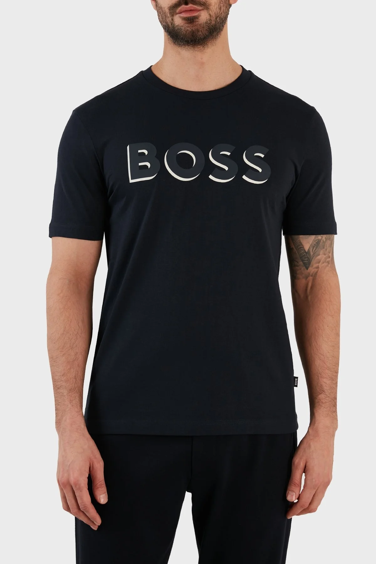 Boss Pamuklu Regular Fit Bisiklet Yaka Erkek T Shirt 50481611 404 LACİVERT - 4