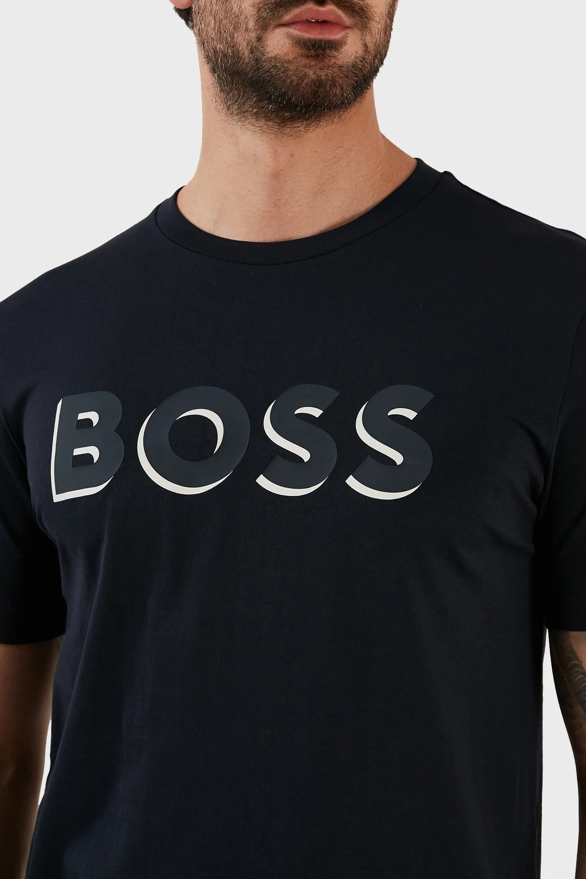 Boss Pamuklu Regular Fit Bisiklet Yaka Erkek T Shirt 50481611 404 LACİVERT - 5