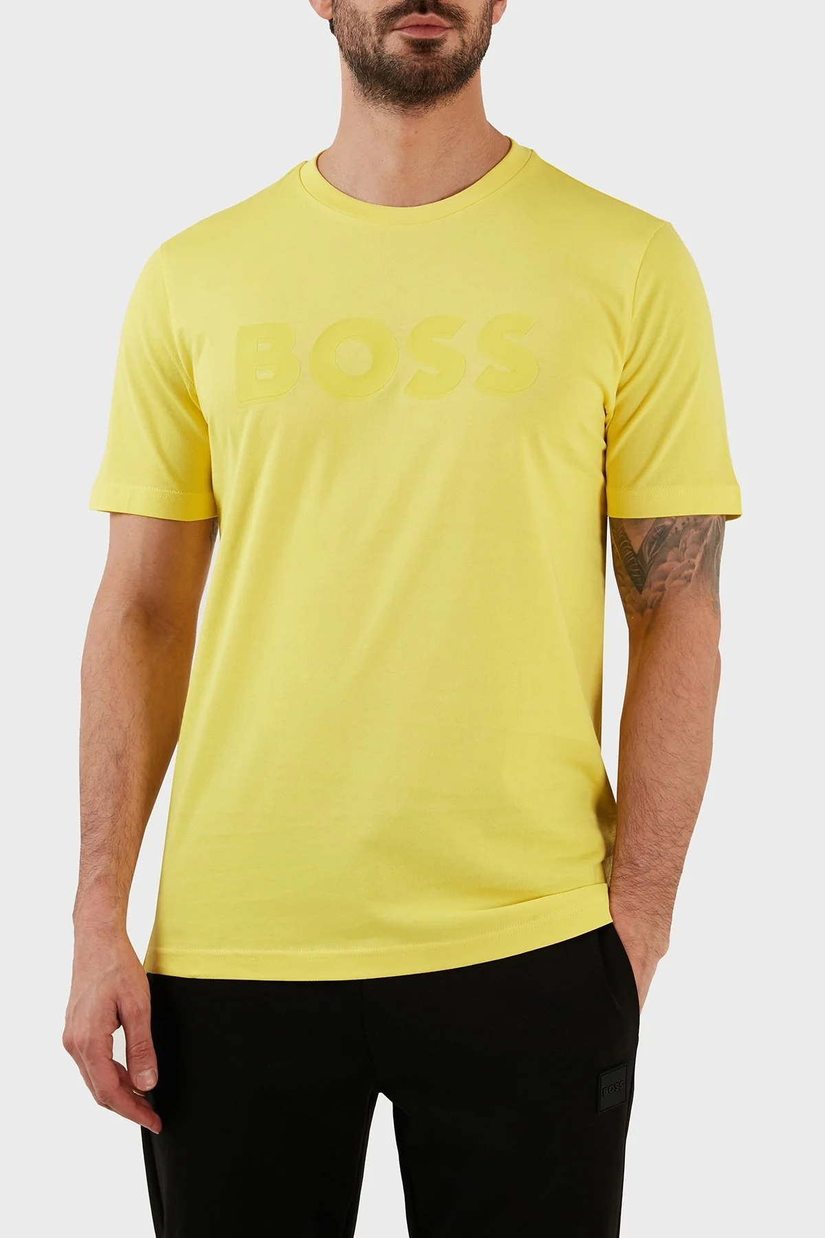 Boss Pamuklu Regular Fit Bisiklet Yaka Erkek T Shirt 50481611 731 SARI - 1