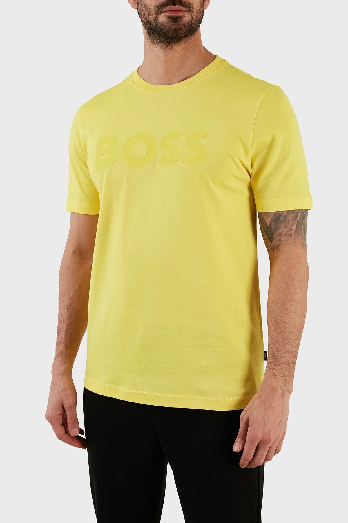 Boss Pamuklu Regular Fit Bisiklet Yaka Erkek T Shirt 50481611 731 SARI - 2