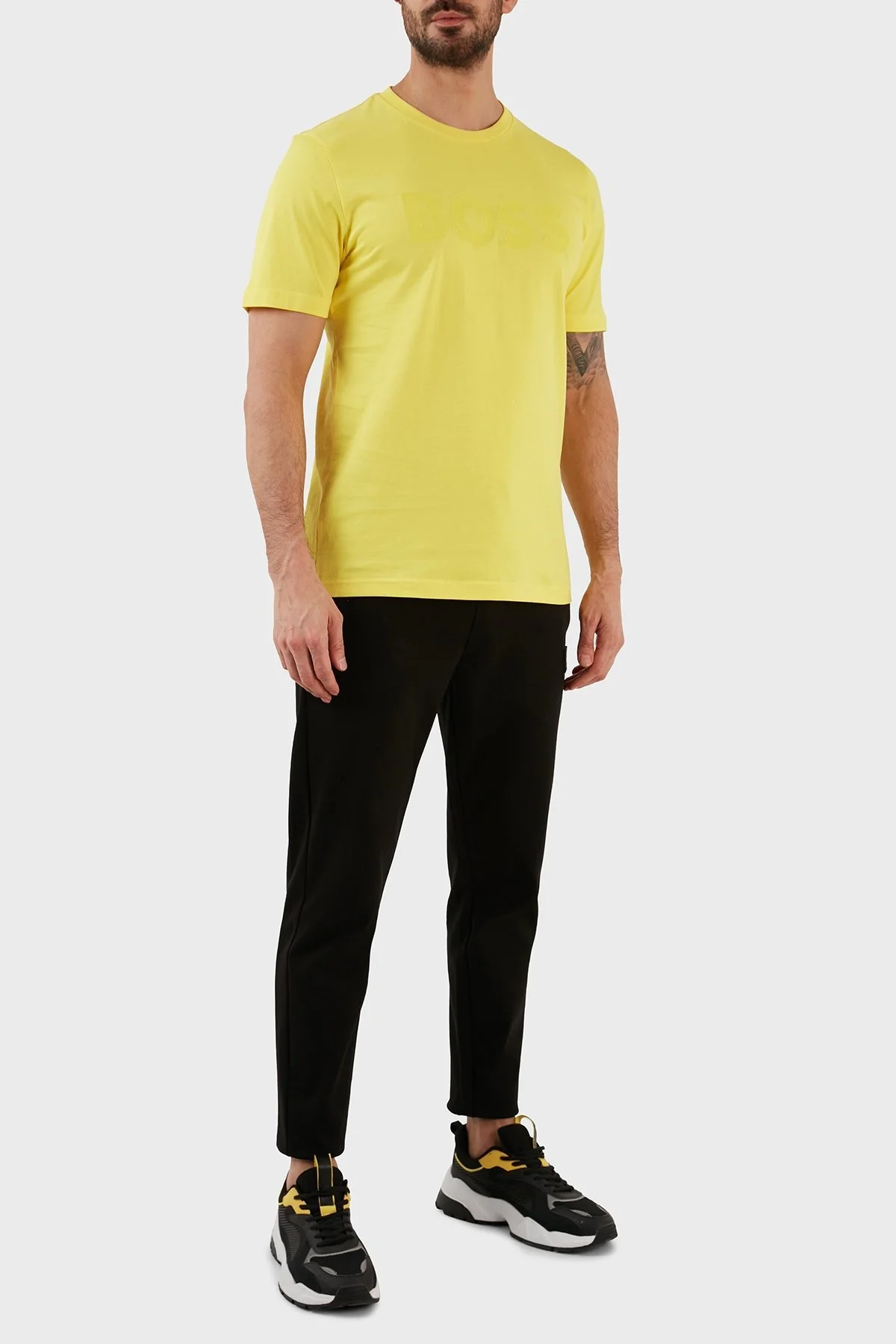 Boss Pamuklu Regular Fit Bisiklet Yaka Erkek T Shirt 50481611 731 SARI - 3