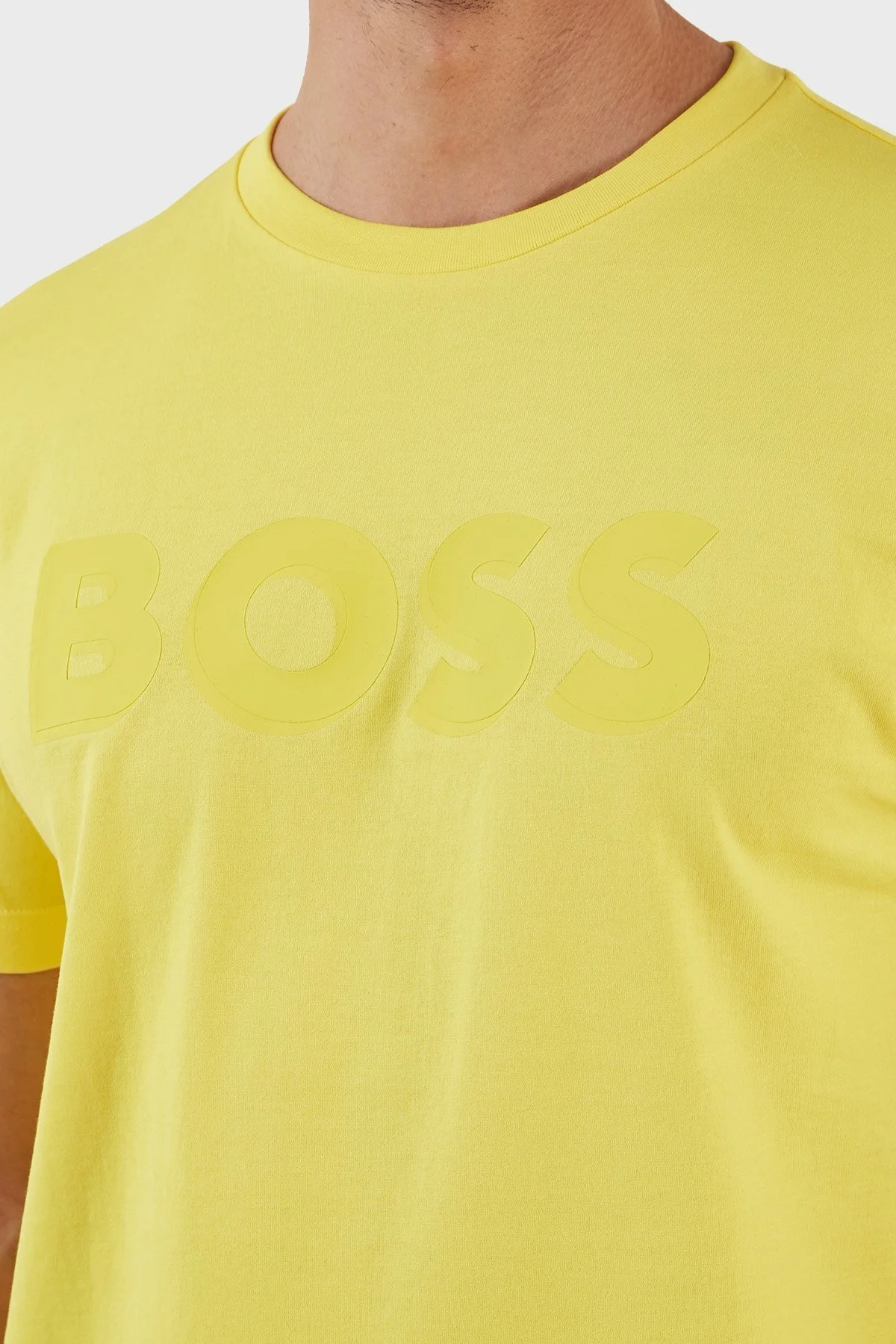 Boss Pamuklu Regular Fit Bisiklet Yaka Erkek T Shirt 50481611 731 SARI - 5