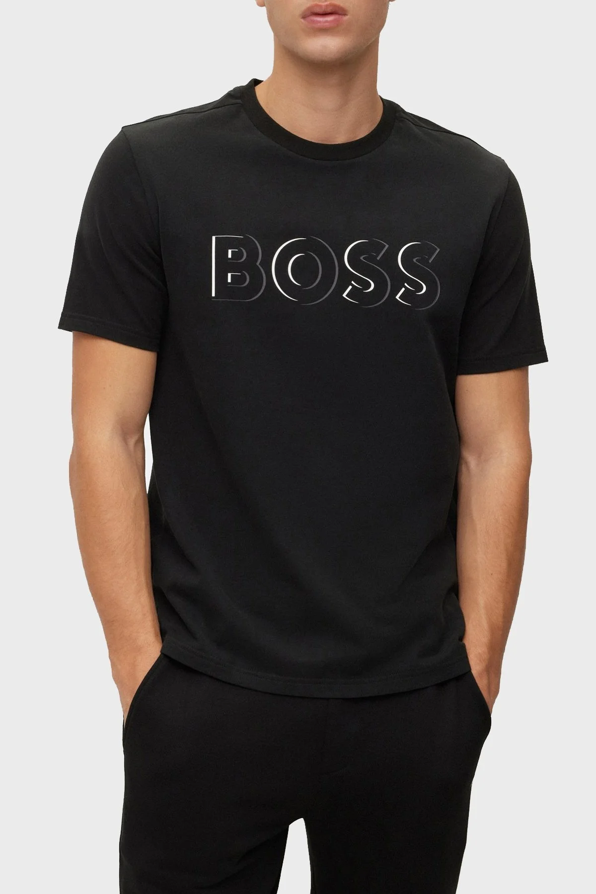 Boss Pamuklu Regular Fit Bisiklet Yaka Erkek T Shirt 50483768 001 SİYAH - 1