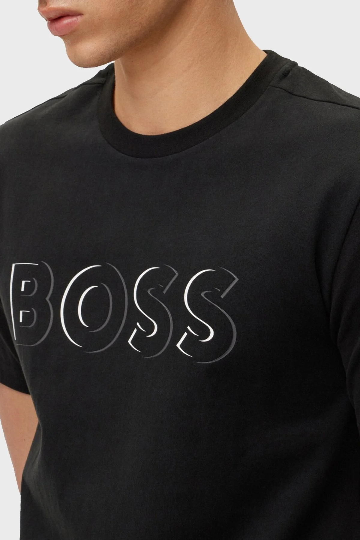 Boss Pamuklu Regular Fit Bisiklet Yaka Erkek T Shirt 50483768 001 SİYAH - 4
