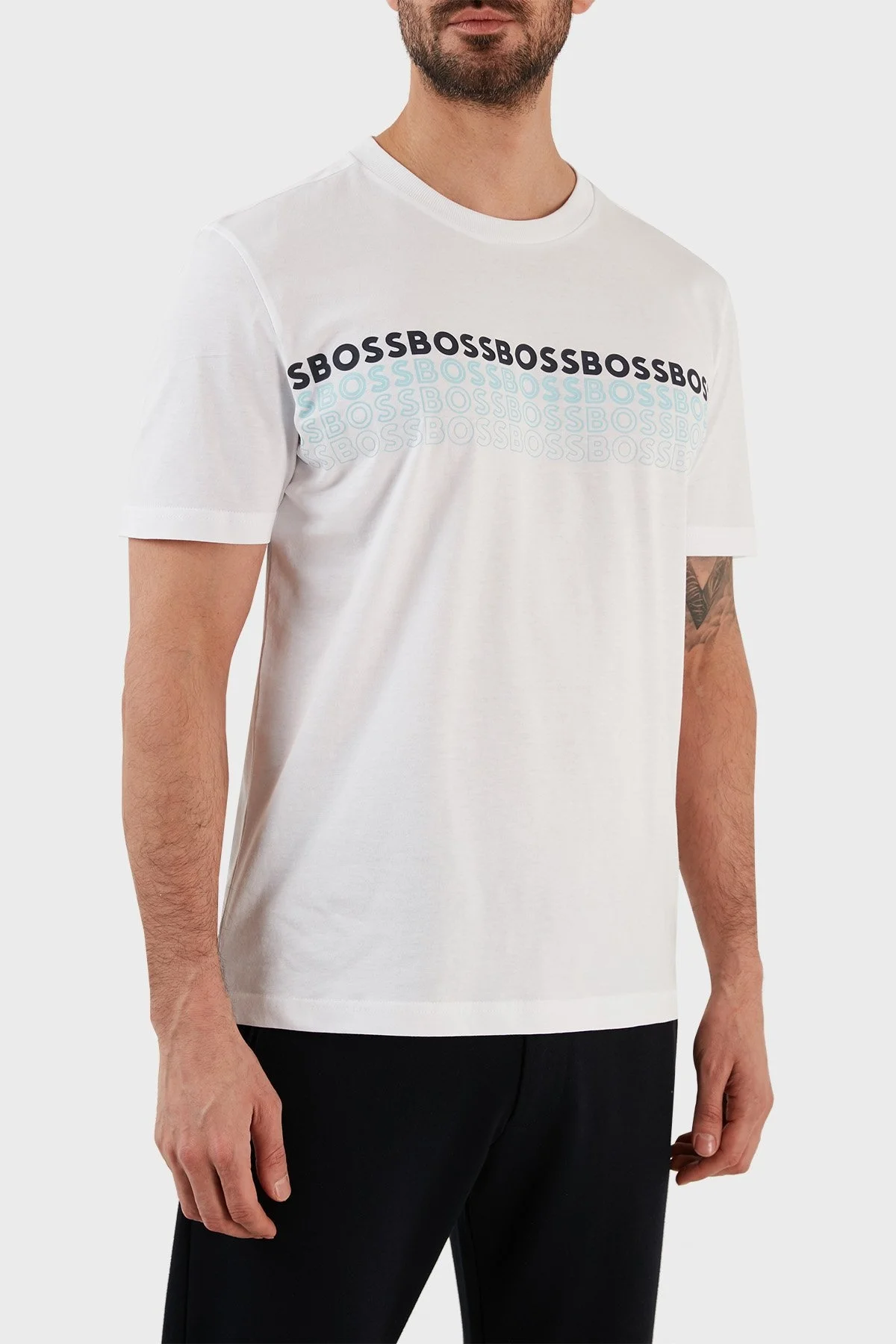 Boss Pamuklu Regular Fit Bisiklet Yaka Erkek T Shirt 50488785 100 BEYAZ - 2