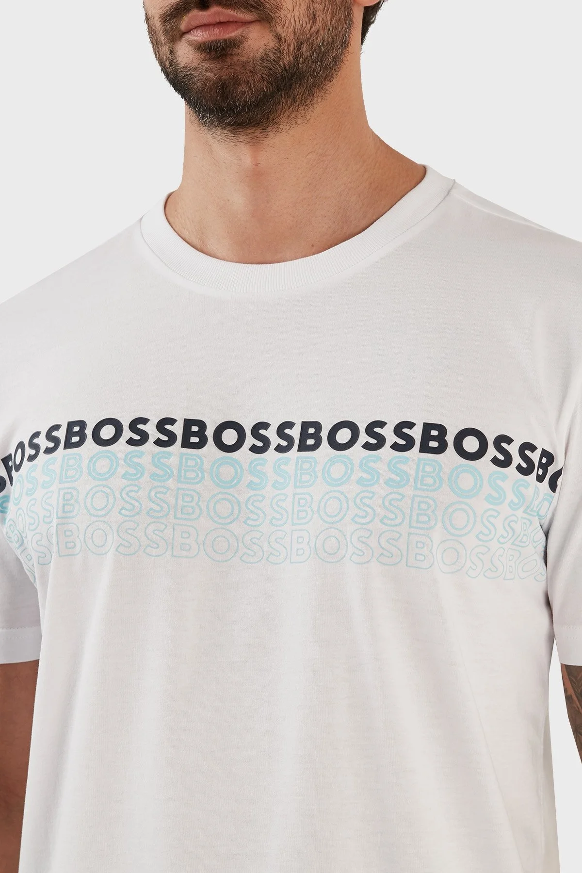 Boss Pamuklu Regular Fit Bisiklet Yaka Erkek T Shirt 50488785 100 BEYAZ - 4