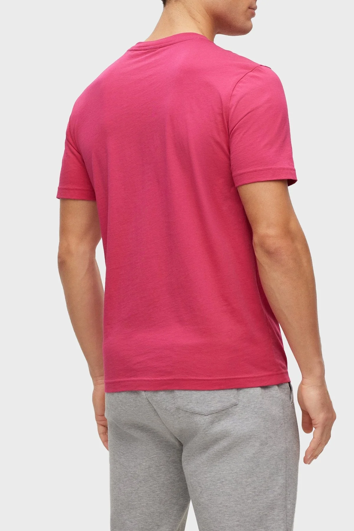 Boss Pamuklu Regular Fit Bisiklet Yaka Erkek T Shirt 50488785 660 FUŞYA - 2