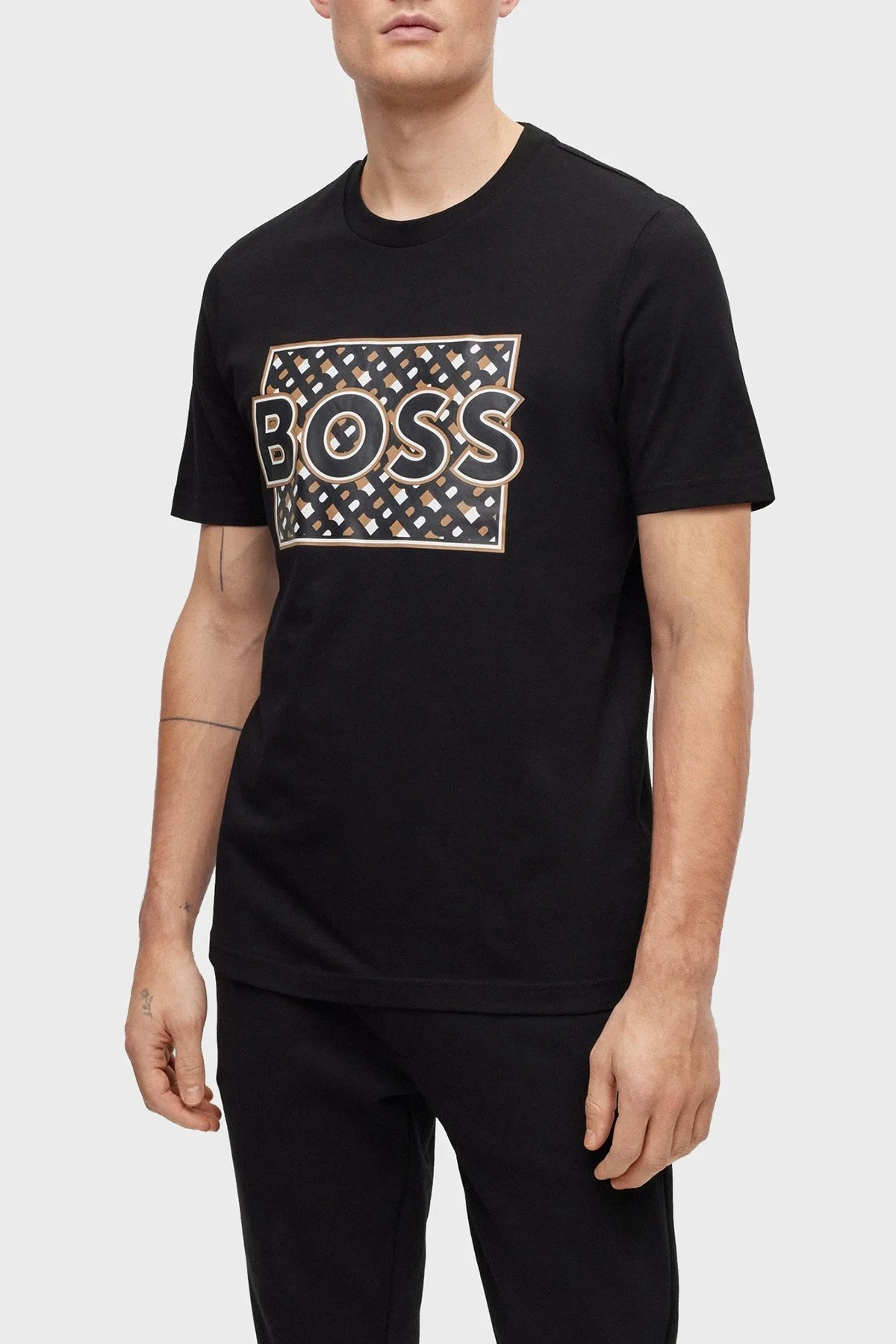 Boss Pamuklu Regular Fit Bisiklet Yaka Erkek T Shirt 50489334 001 SİYAH - 1