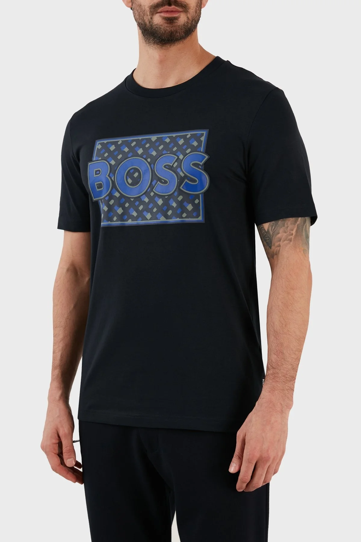 Boss Pamuklu Regular Fit Bisiklet Yaka Erkek T Shirt 50489334 404 LACİVERT - 1