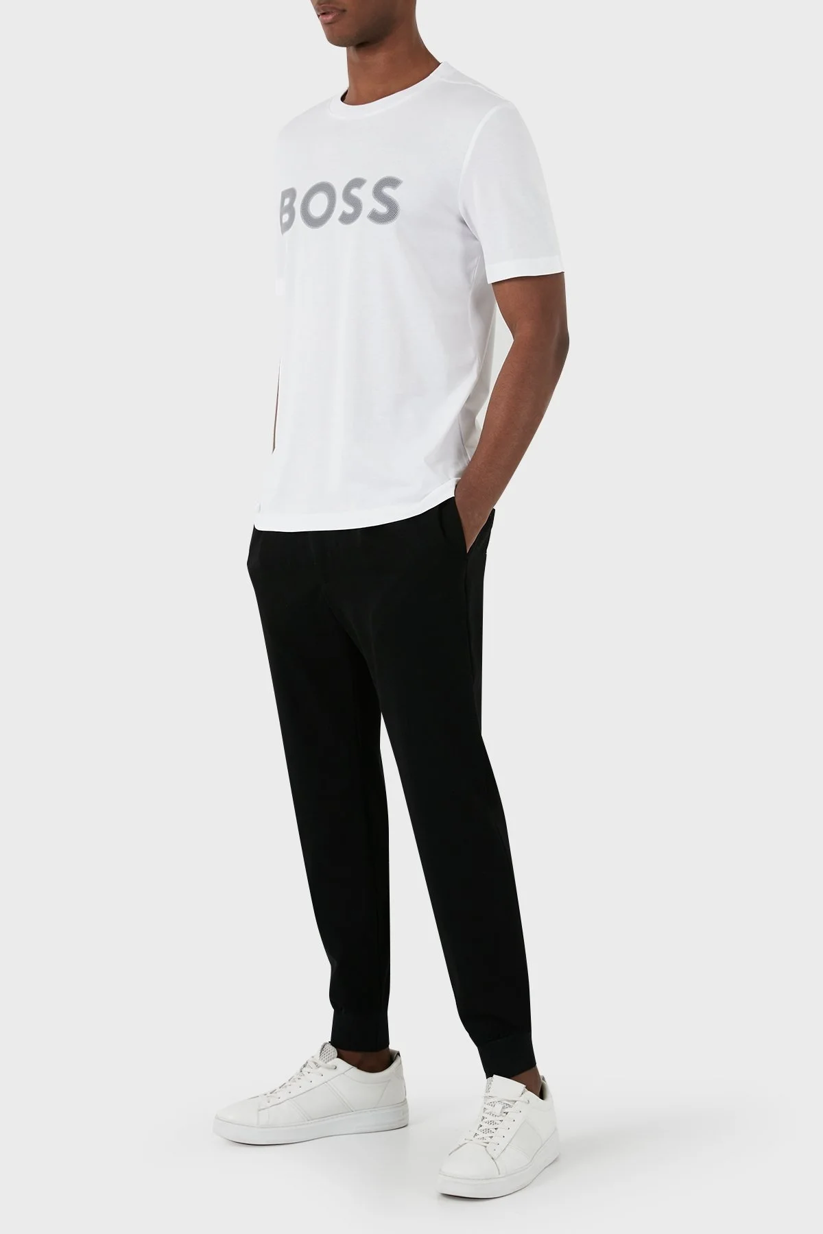 Boss Pamuklu Regular Fit Bisiklet Yaka Erkek T Shirt 50512866 100 BEYAZ - 4