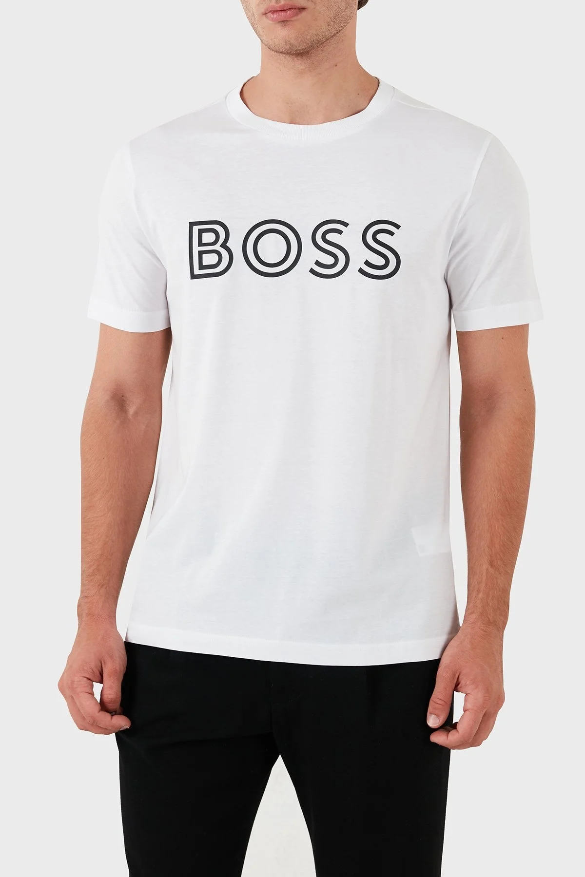 Boss Pamuklu Regular Fit Bisiklet Yaka Erkek T Shirt 50519358 100 BEYAZ - 7