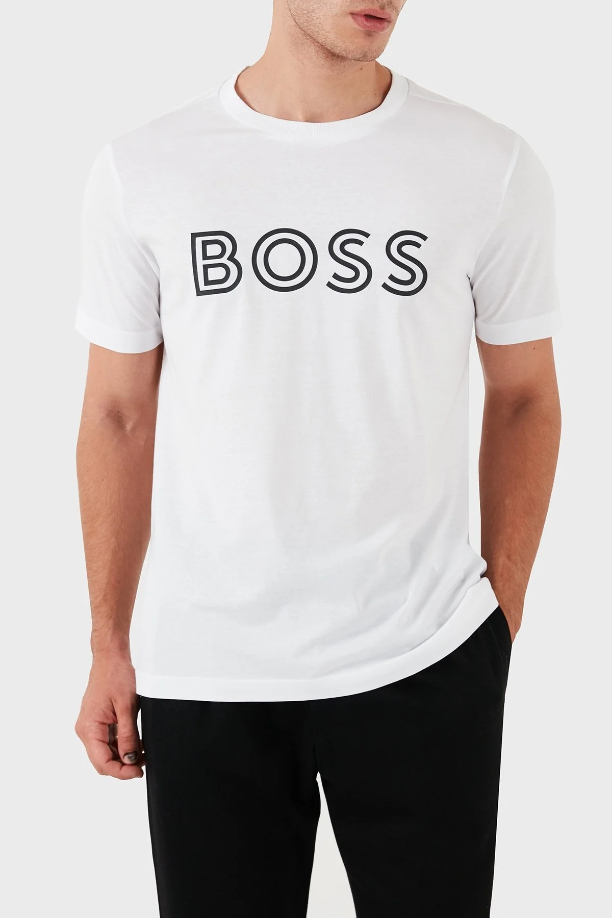 Boss Pamuklu Regular Fit Bisiklet Yaka Erkek T Shirt 50519358 100 BEYAZ - 8