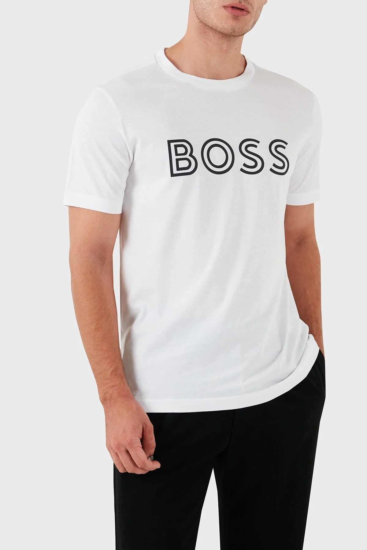 Boss Pamuklu Regular Fit Bisiklet Yaka Erkek T Shirt 50519358 100 BEYAZ - 10