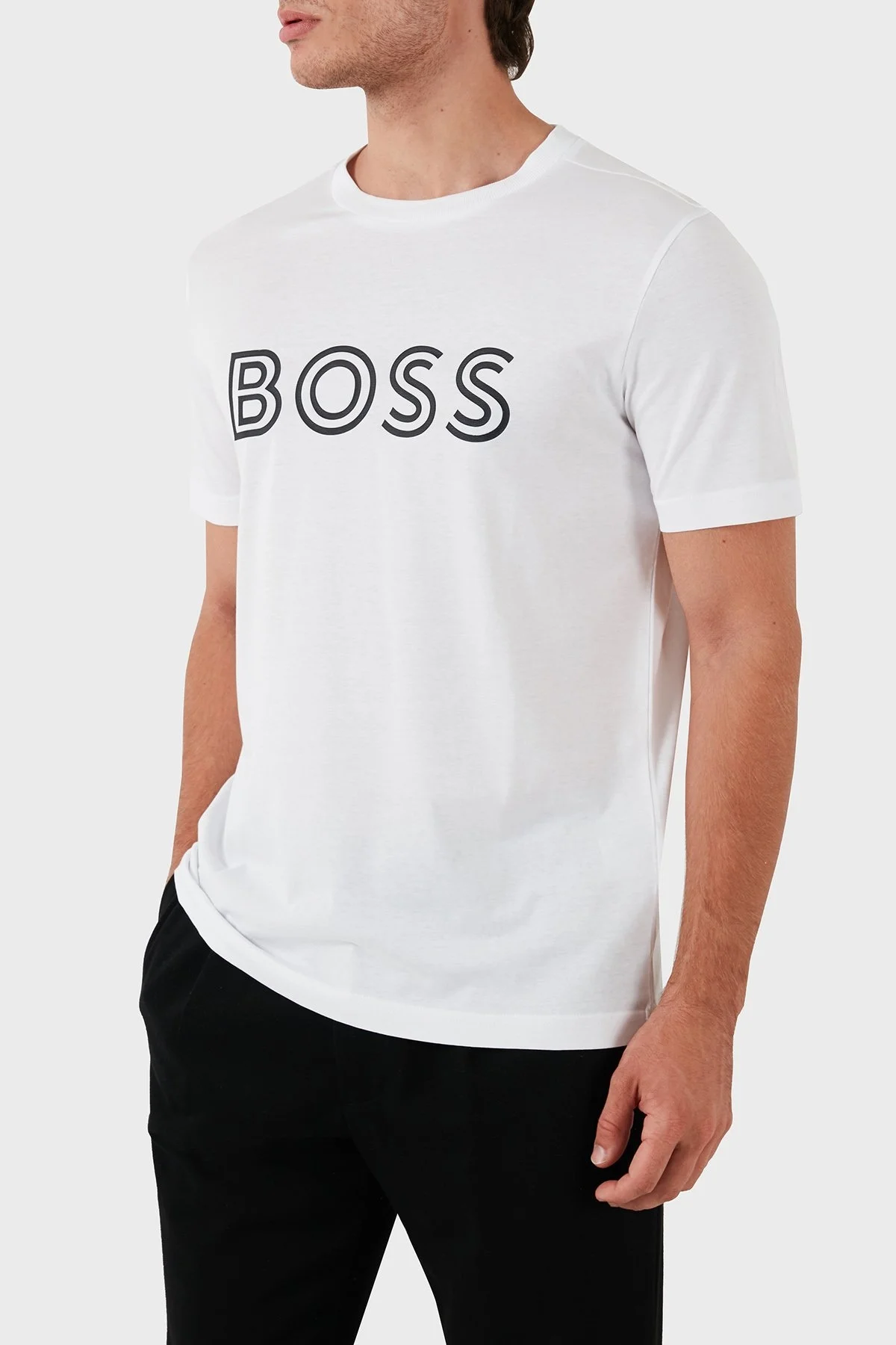 Boss Pamuklu Regular Fit Bisiklet Yaka Erkek T Shirt 50519358 100 BEYAZ - 11