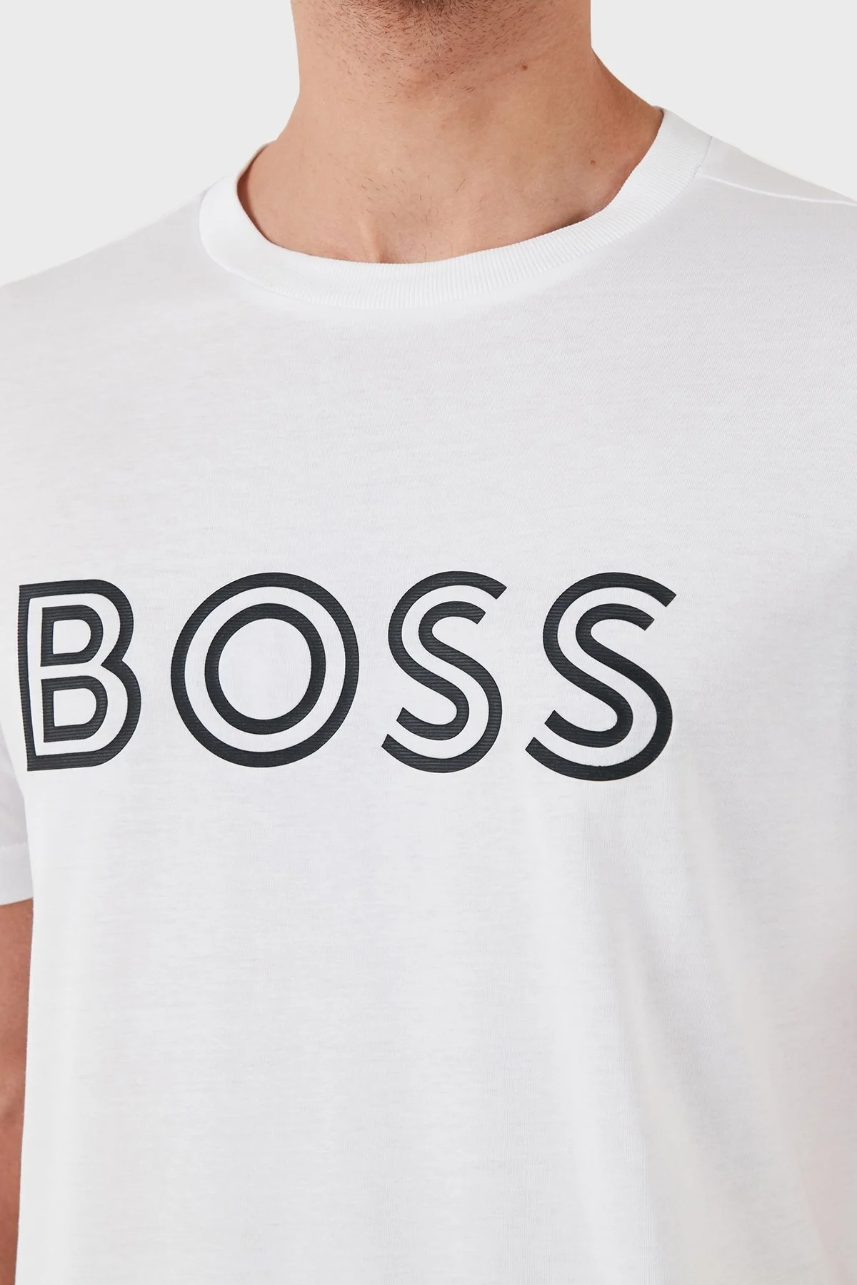 Boss Pamuklu Regular Fit Bisiklet Yaka Erkek T Shirt 50519358 100 BEYAZ - 12
