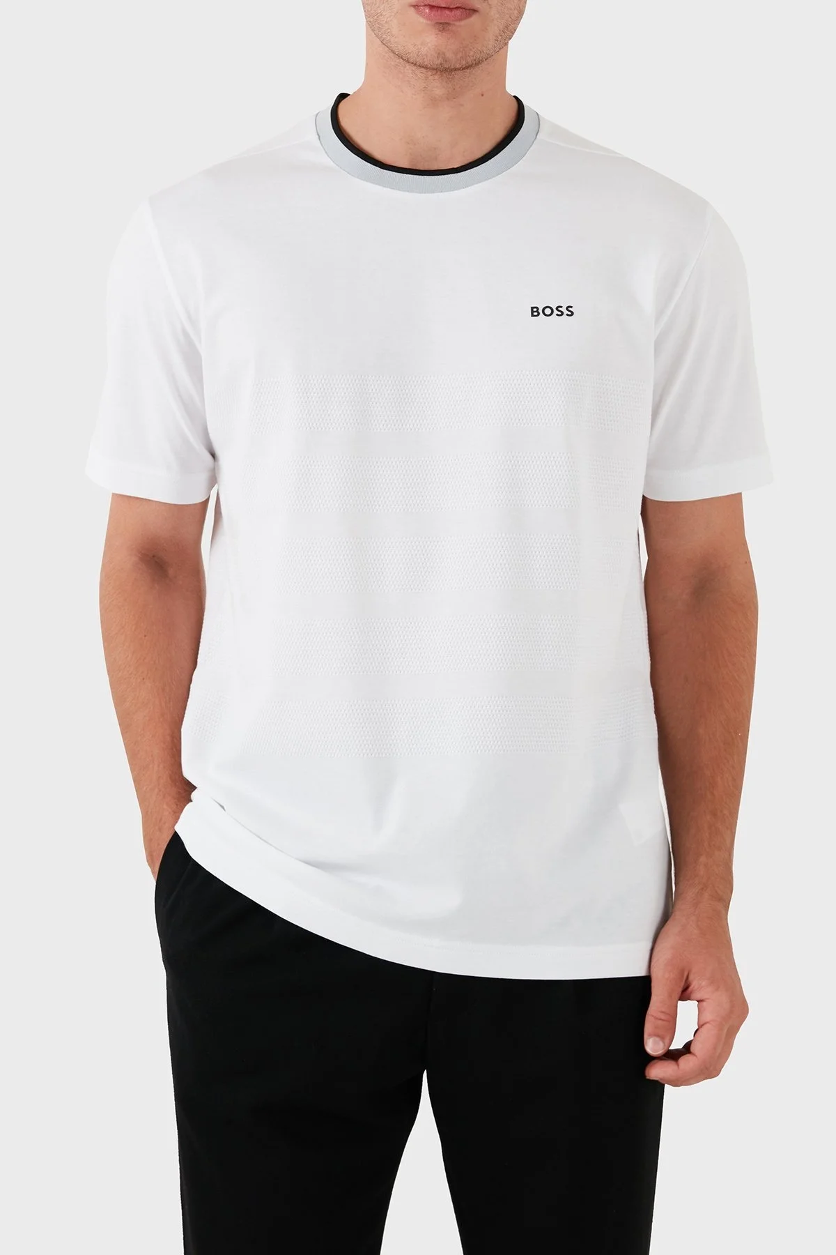 Boss Pamuklu Regular Fit Bisiklet Yaka Erkek T Shirt 50519366 100 BEYAZ - 6