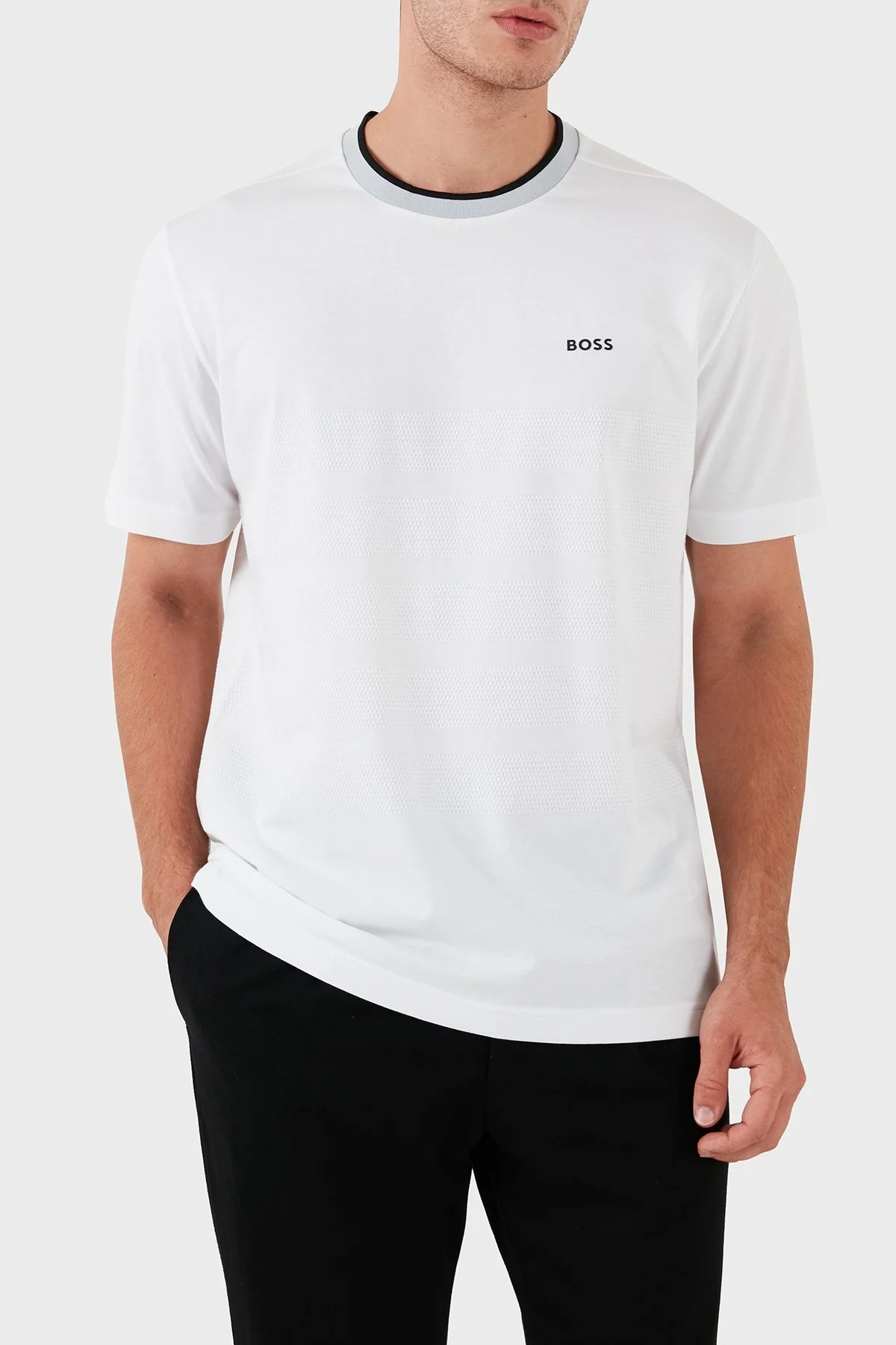 Boss Pamuklu Regular Fit Bisiklet Yaka Erkek T Shirt 50519366 100 BEYAZ - 7