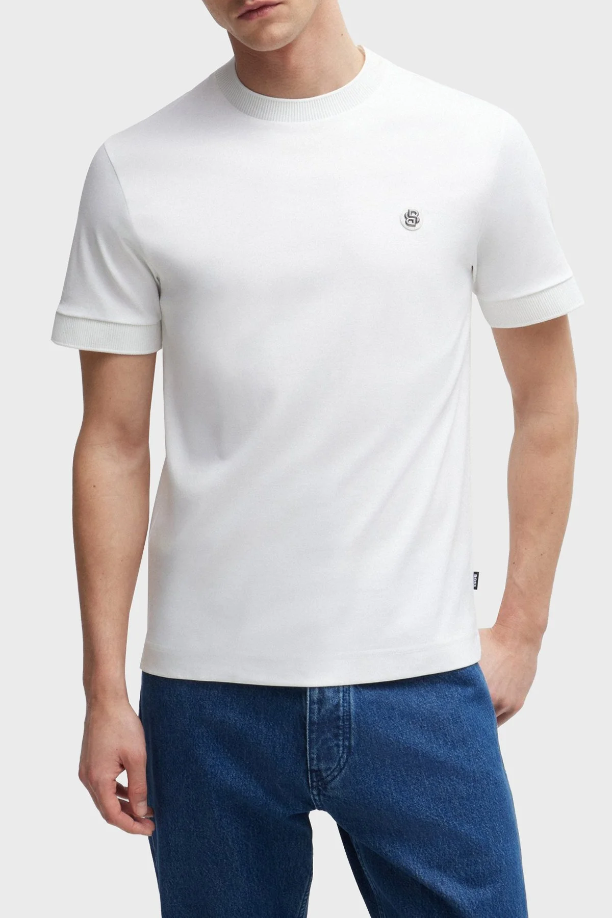Boss Pamuklu Regular Fit Bisiklet Yaka Erkek T Shirt 50520298 100 BEYAZ - 1