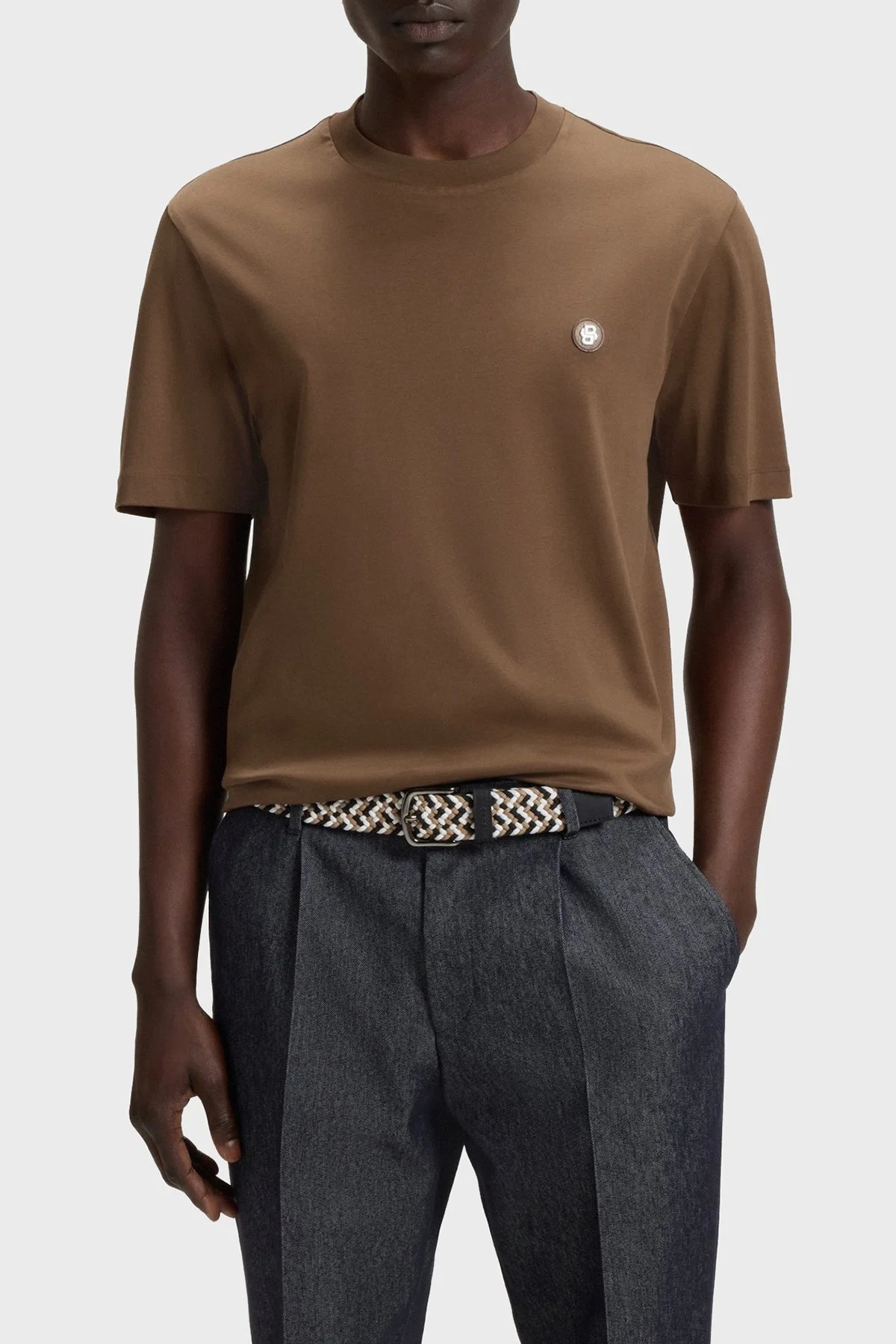 Boss Pamuklu Regular Fit Bisiklet Yaka Erkek T Shirt 50520298 217 KAHVE - 1