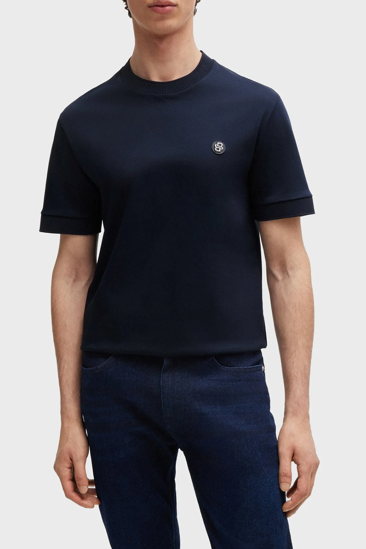 Boss Pamuklu Regular Fit Bisiklet Yaka Erkek T Shirt 50520298 404 LACİVERT - 6