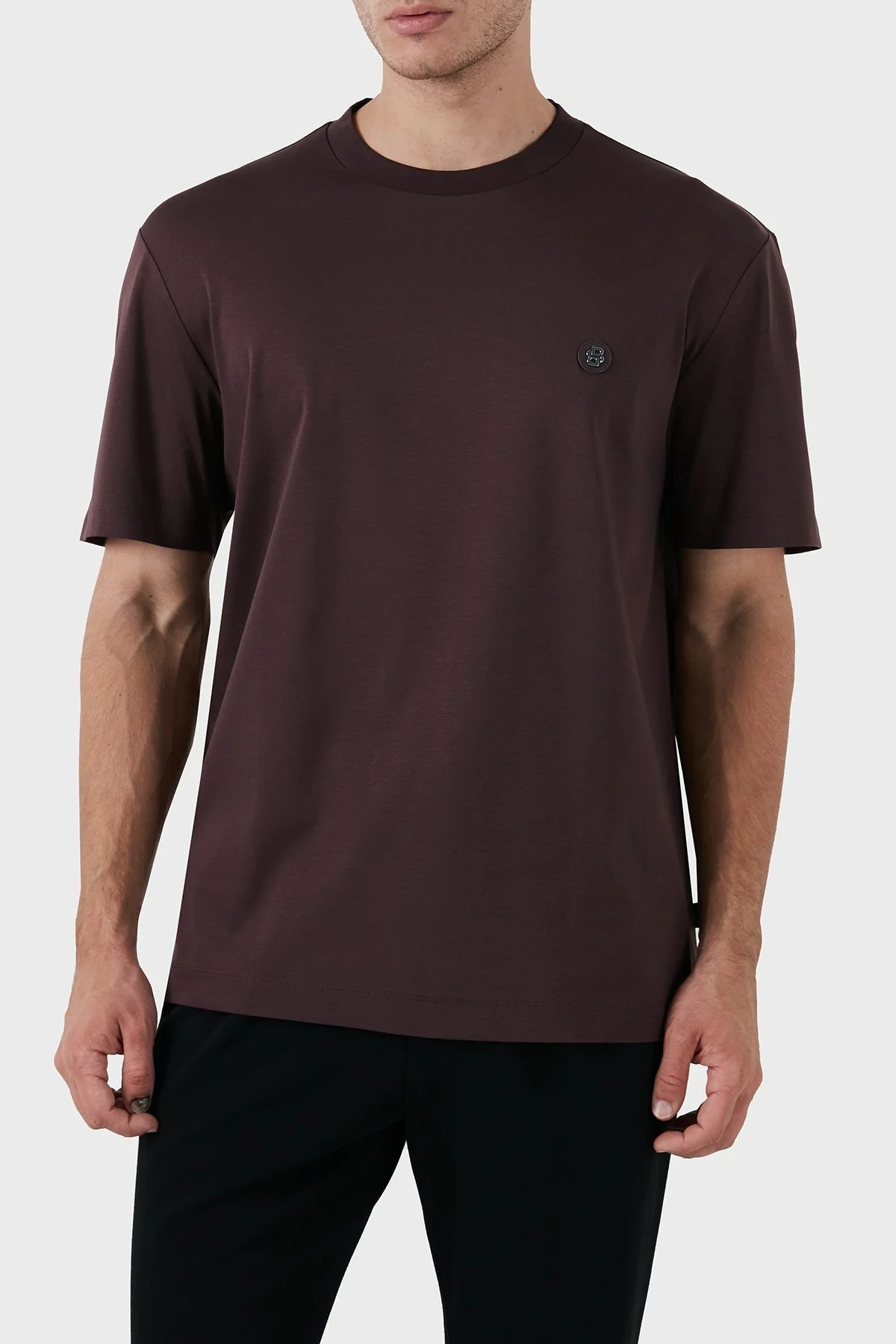 Boss Pamuklu Regular Fit Bisiklet Yaka Erkek T Shirt 50520298 642 BORDO - 1