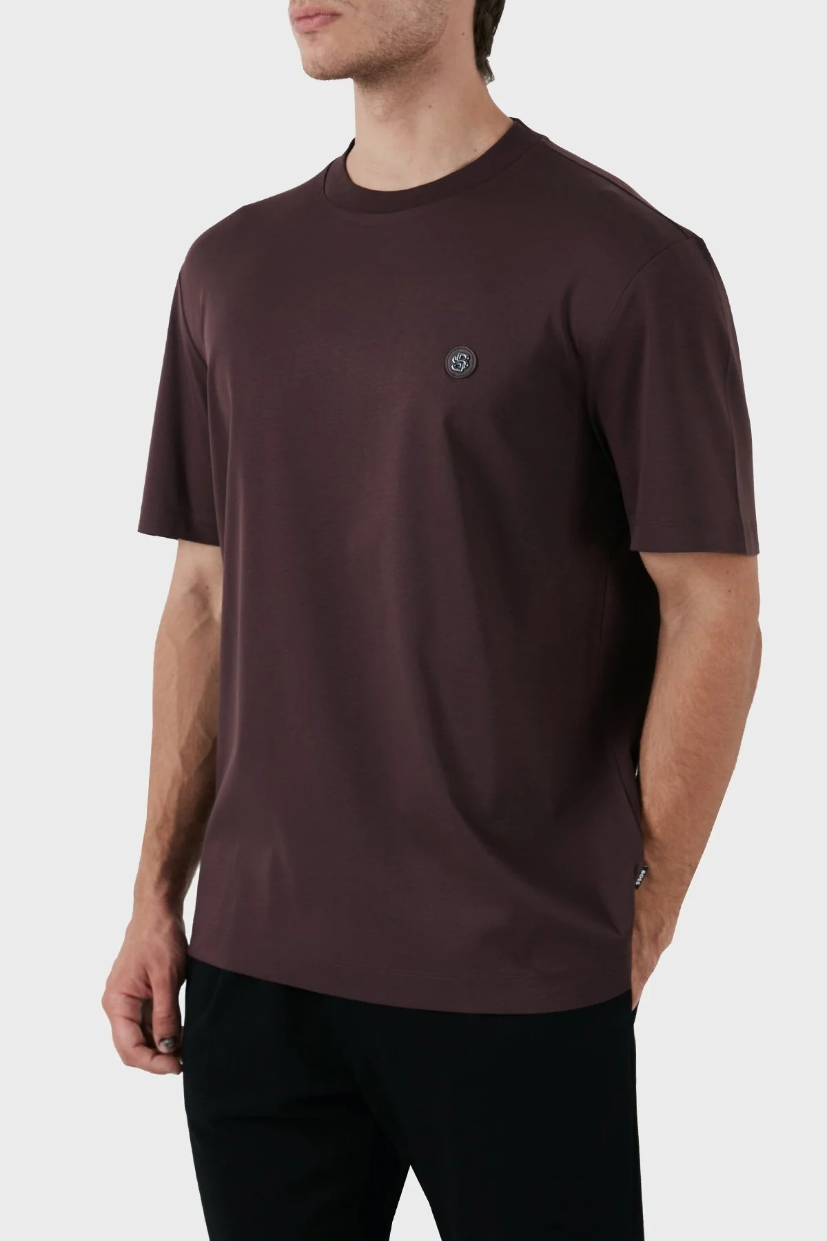 Boss Pamuklu Regular Fit Bisiklet Yaka Erkek T Shirt 50520298 642 BORDO - 3