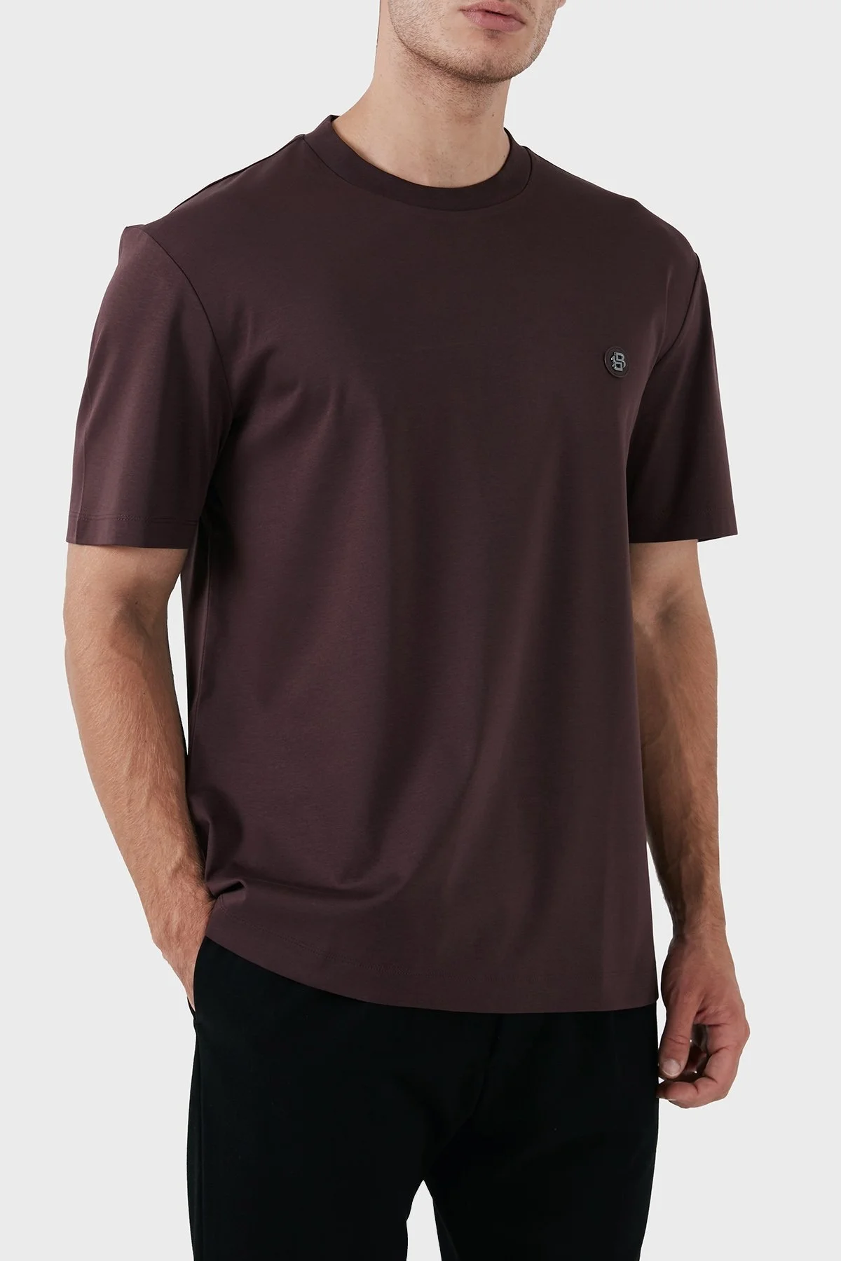 Boss Pamuklu Regular Fit Bisiklet Yaka Erkek T Shirt 50520298 642 BORDO - 4