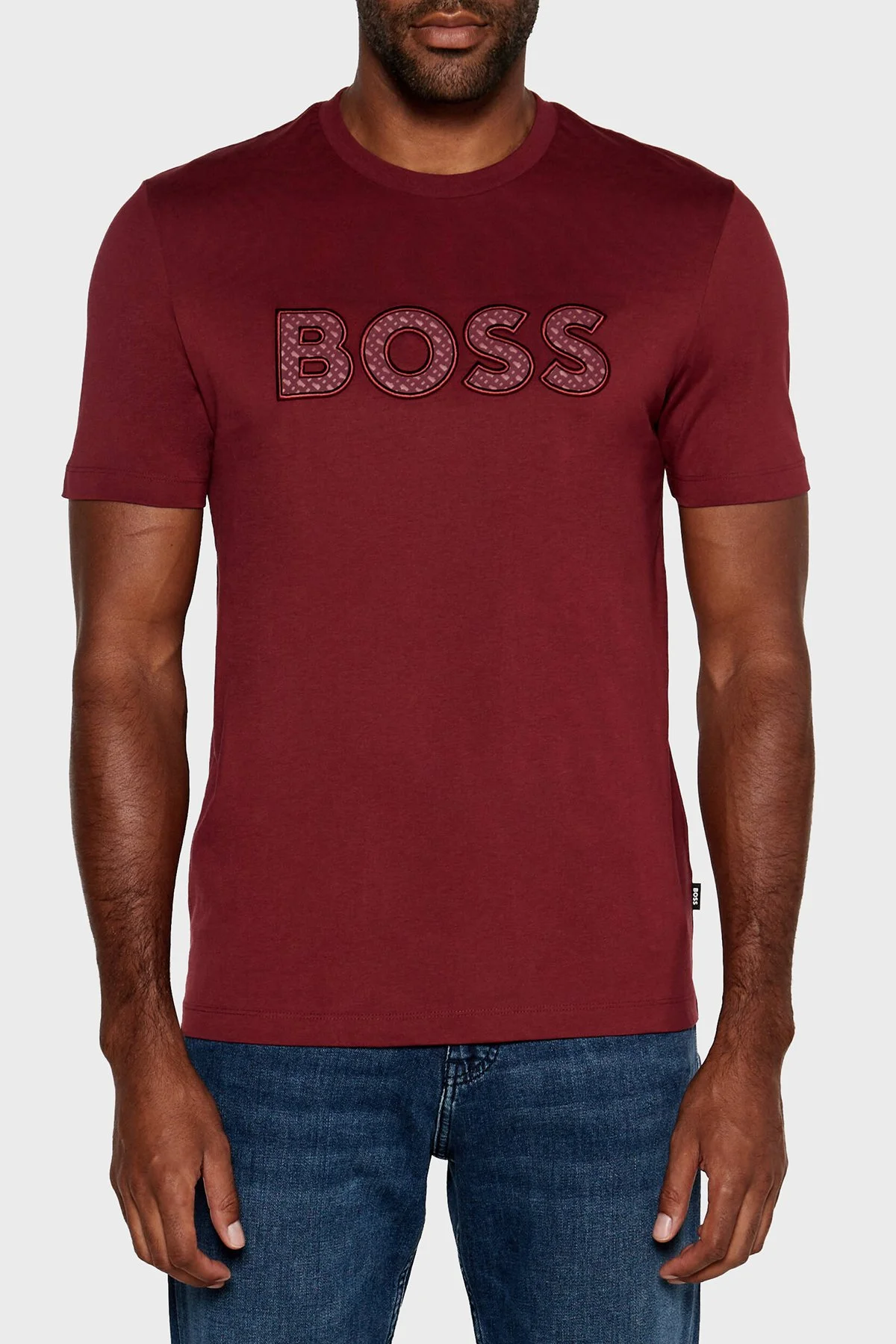 Boss Pamuklu Regular Fit Bisiklet Yaka Erkek T Shirt 50521520 605 BORDO - 1