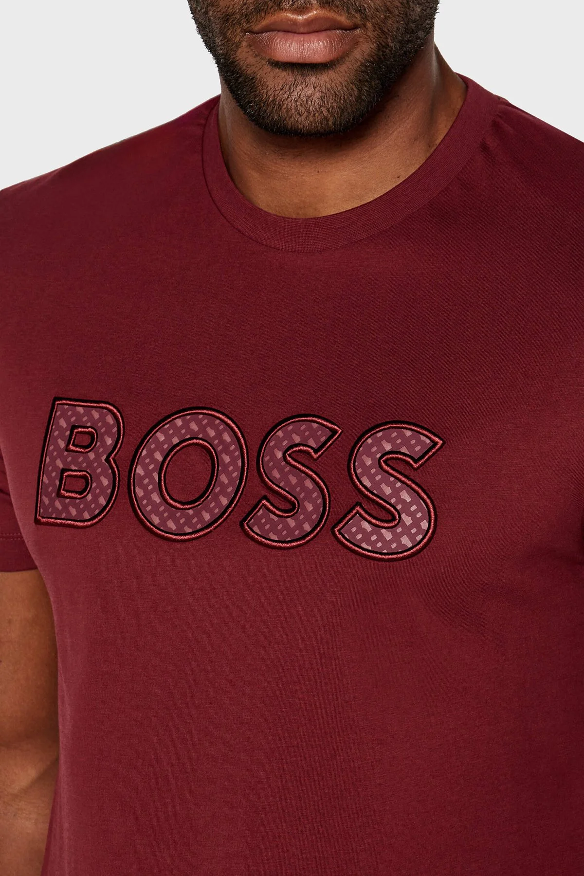 Boss Pamuklu Regular Fit Bisiklet Yaka Erkek T Shirt 50521520 605 BORDO - 4