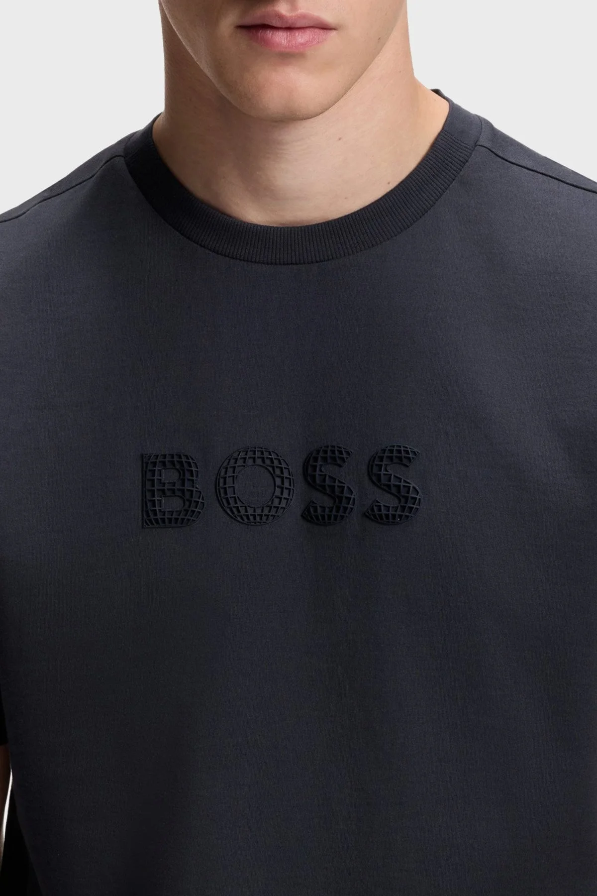 Boss Pamuklu Regular Fit Bisiklet Yaka Erkek T Shirt 50559361 402 LACİVERT - 4