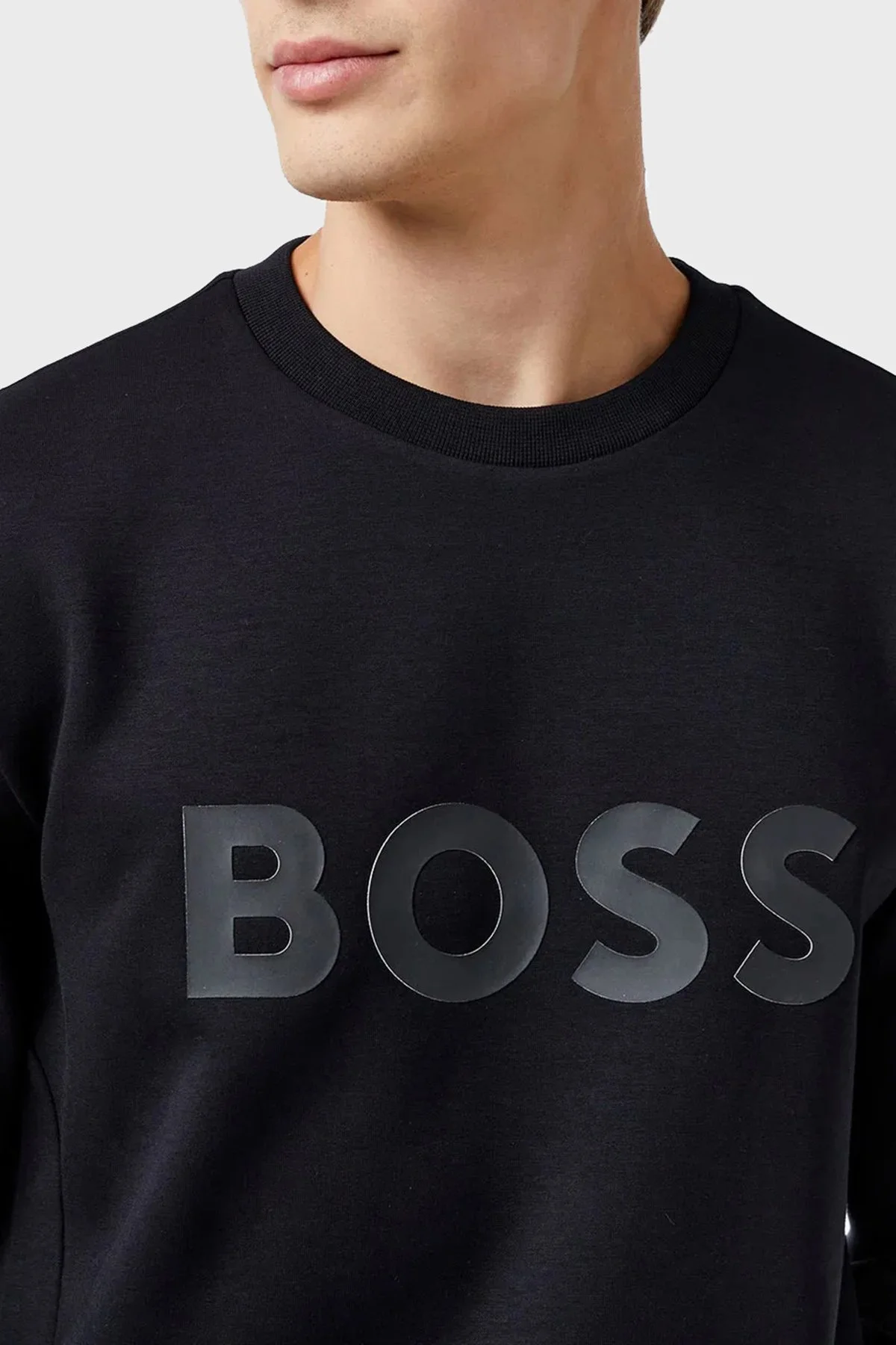 Boss Pamuklu Regular Fit Bisiklet Yaka Logolu Erkek Sweat 50506119 001 SİYAH - 4