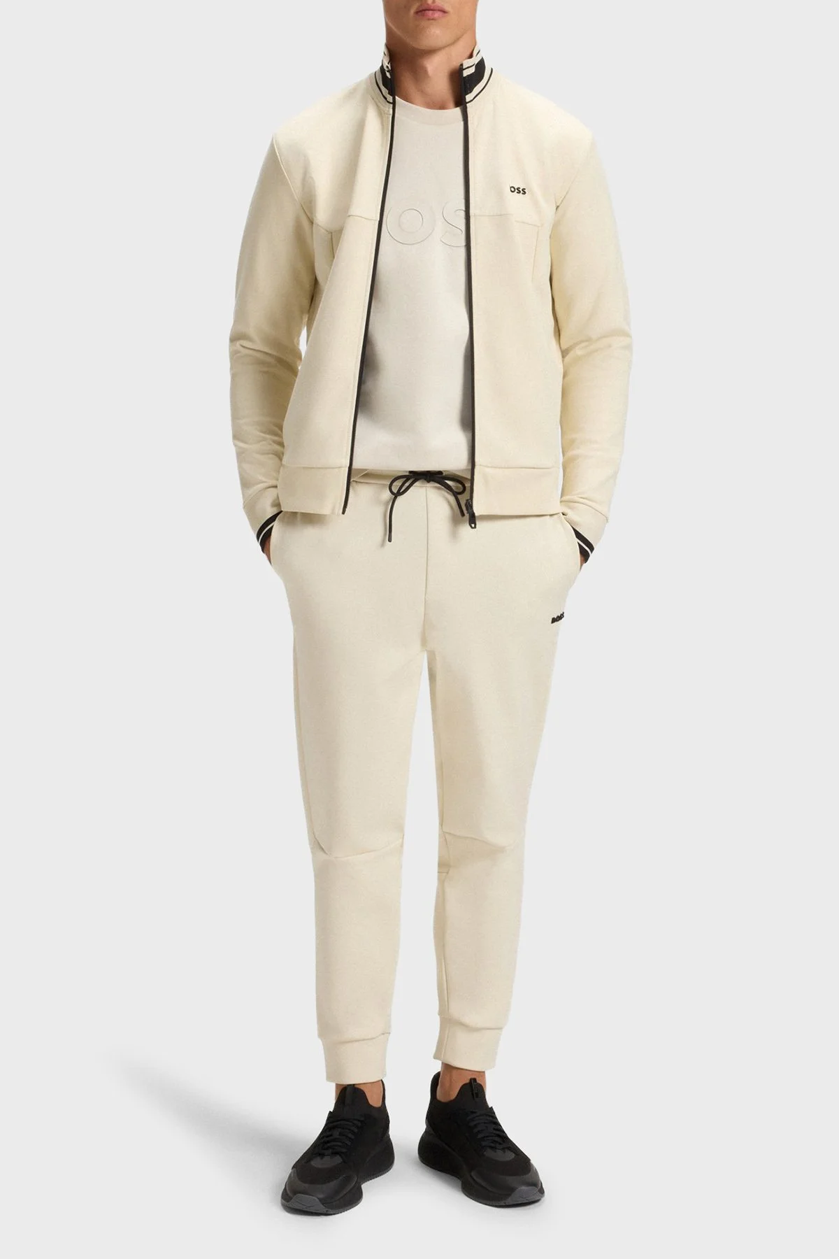 Boss Pamuklu Regular Fit Bisiklet Yaka Logolu Erkek Sweat 50506119 131 BEJ - 2