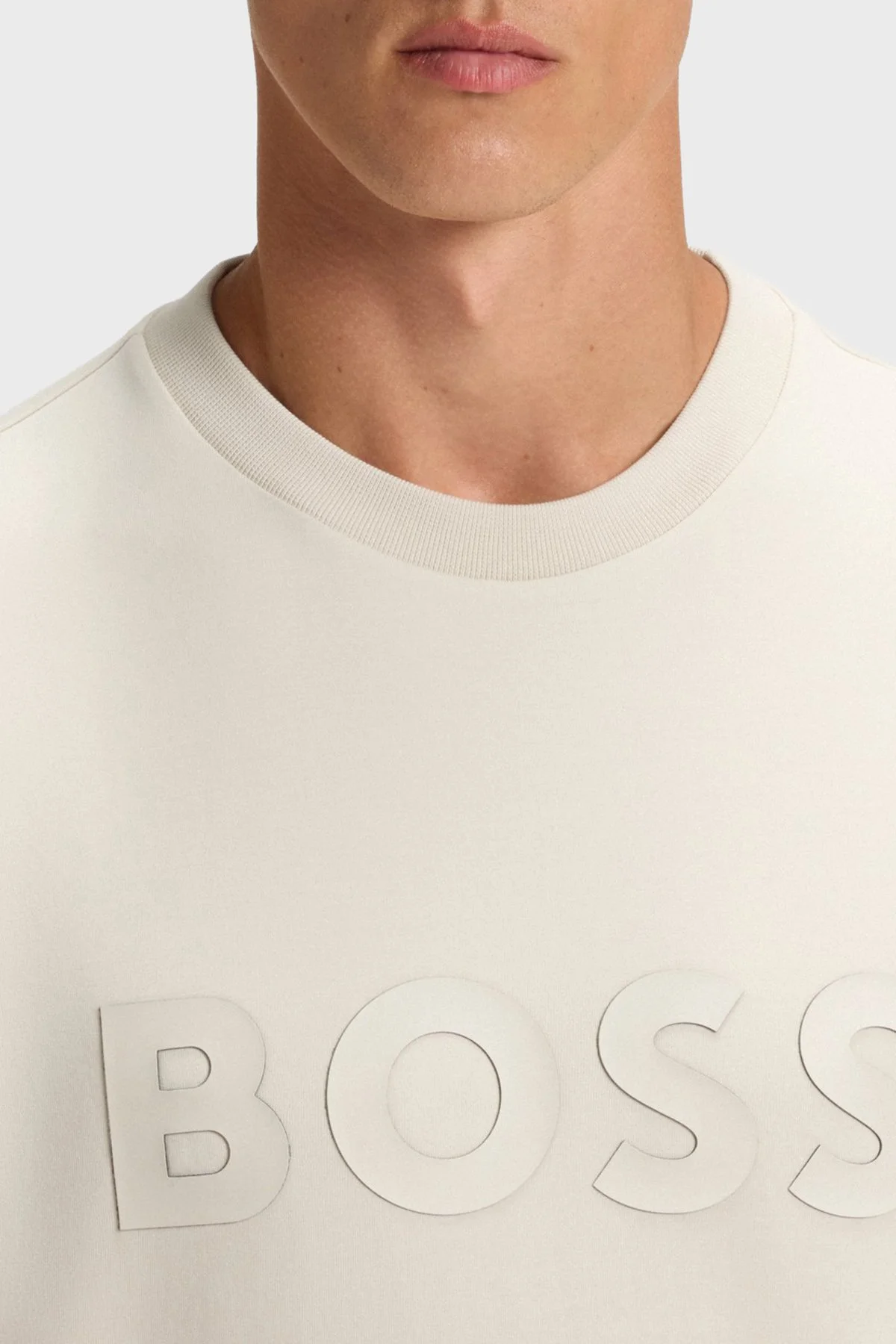 Boss Pamuklu Regular Fit Bisiklet Yaka Logolu Erkek Sweat 50506119 131 BEJ - 4