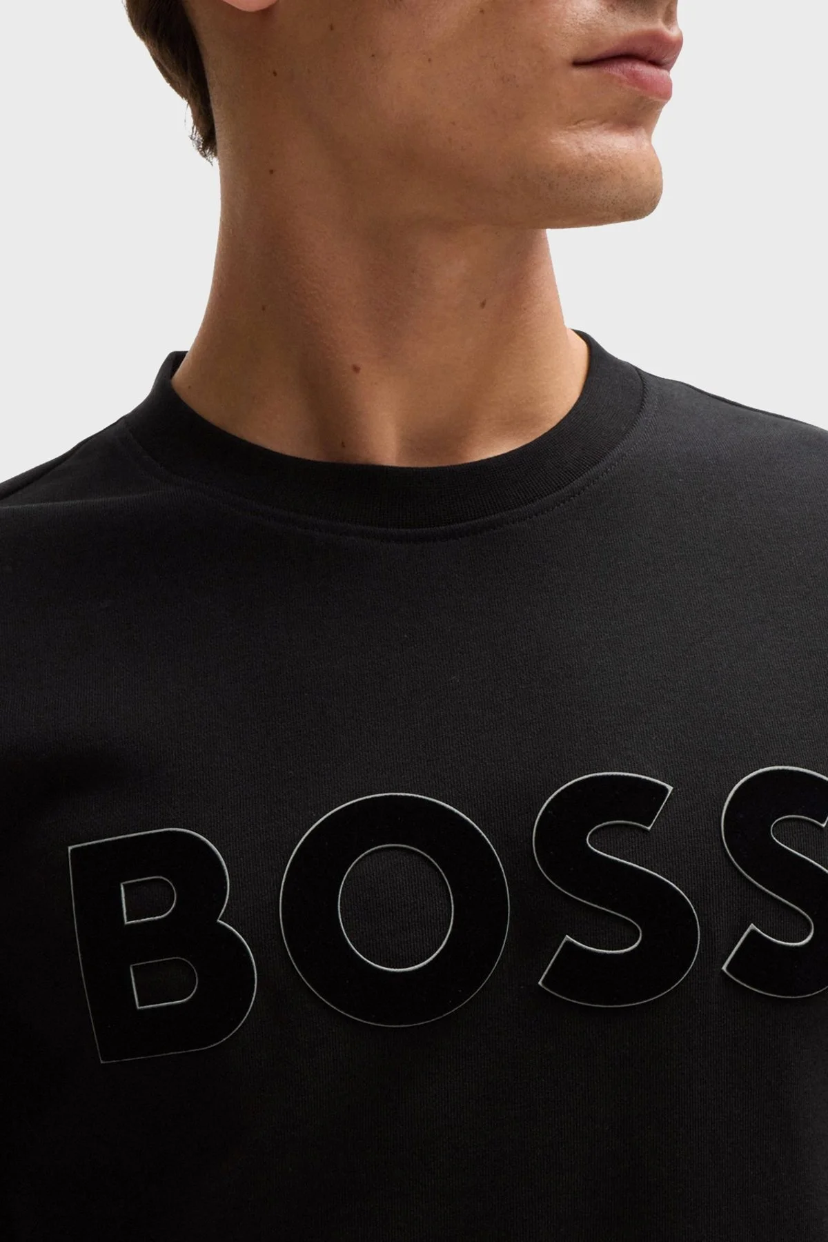Boss Pamuklu Regular Fit Bisiklet Yaka Logolu Erkek Sweat 50524360 001 SİYAH - 4