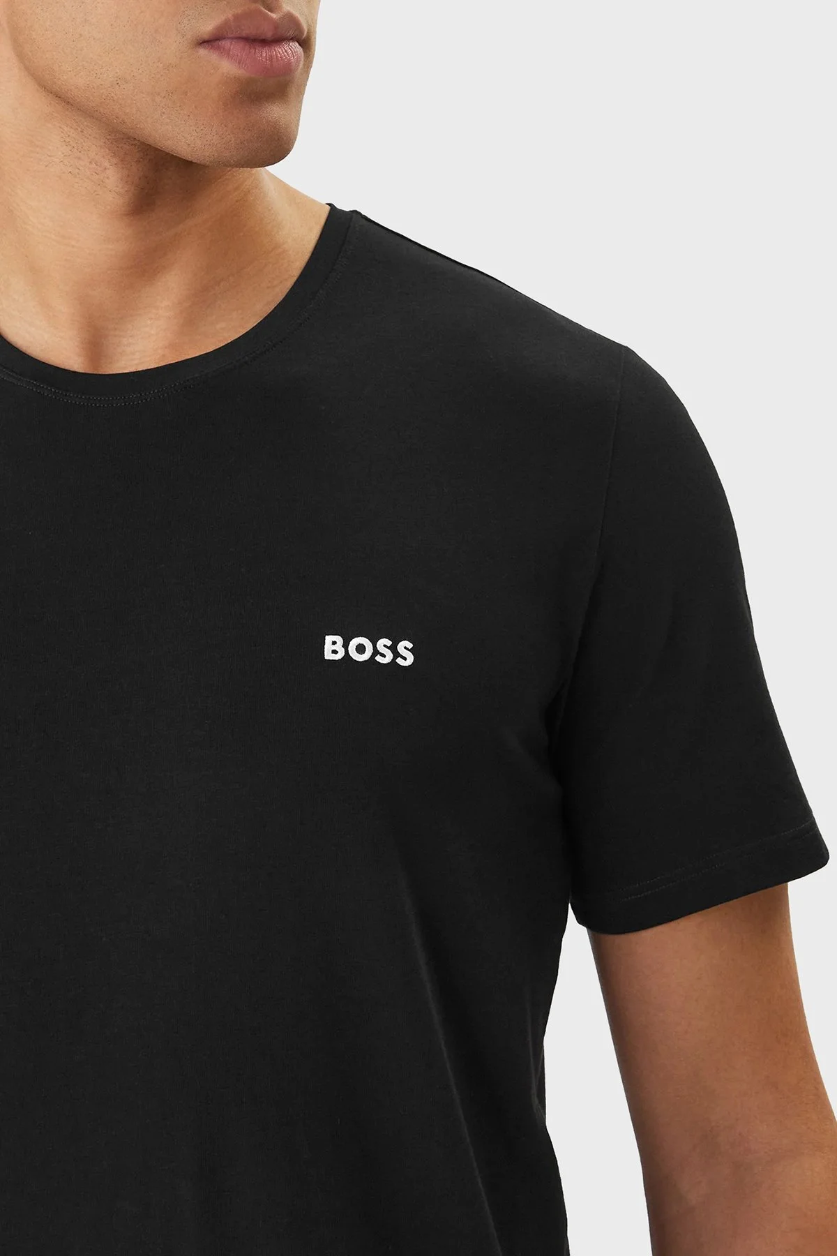 Boss Pamuklu Regular Fit Bisiklet Yaka Logolu Erkek T Shirt 50515312 001 SİYAH - 4