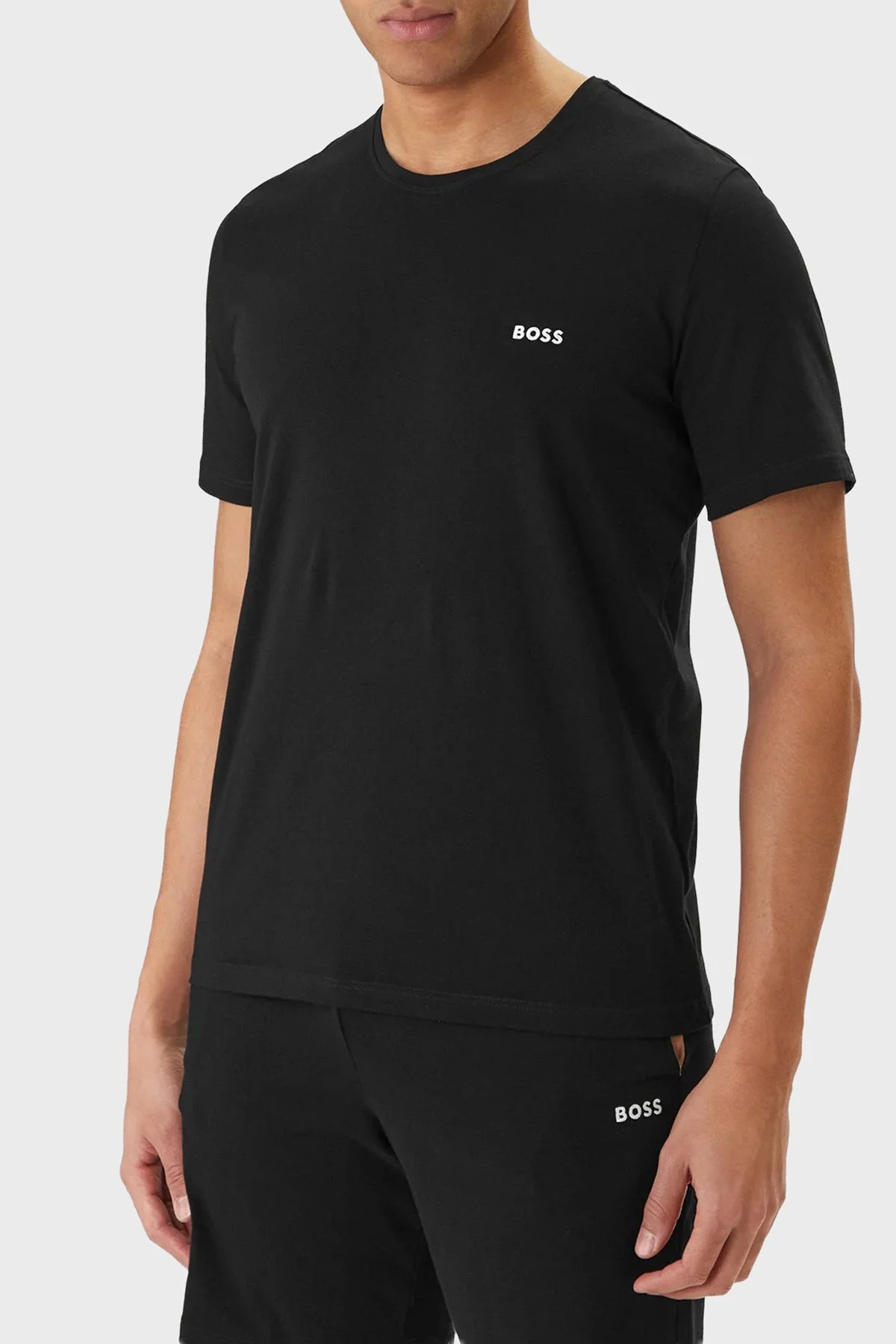 Boss Pamuklu Regular Fit Bisiklet Yaka Logolu Erkek T Shirt 50515312 001 SİYAH - 1