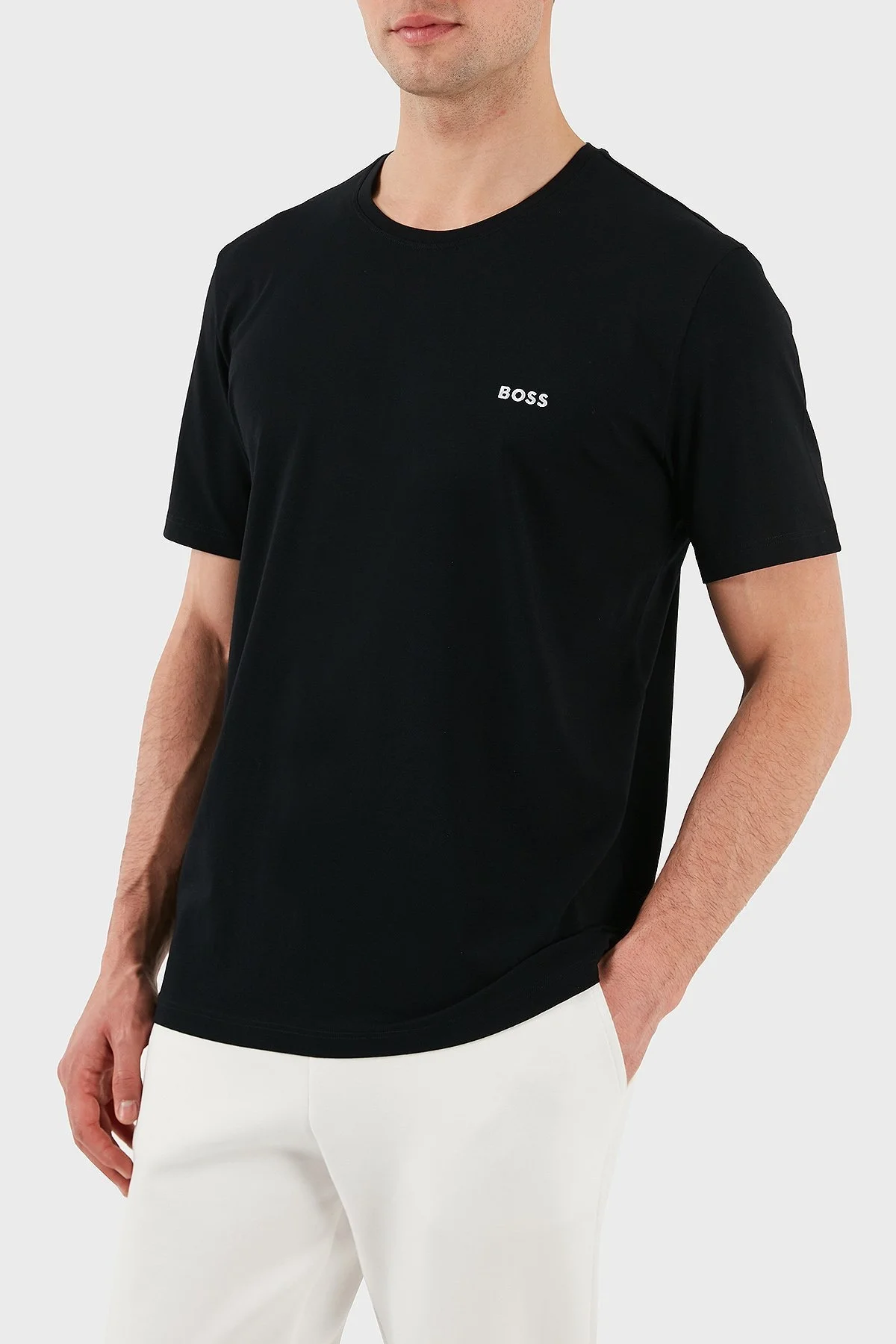 Boss Pamuklu Regular Fit Bisiklet Yaka Logolu Erkek T Shirt 50515312 006 SİYAH - 1