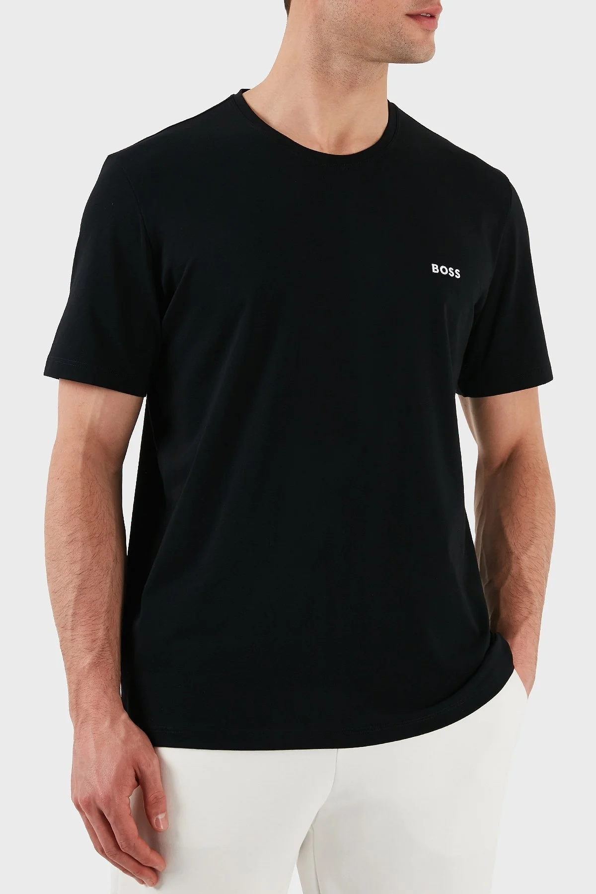 Boss Pamuklu Regular Fit Bisiklet Yaka Logolu Erkek T Shirt 50515312 006 SİYAH - 4