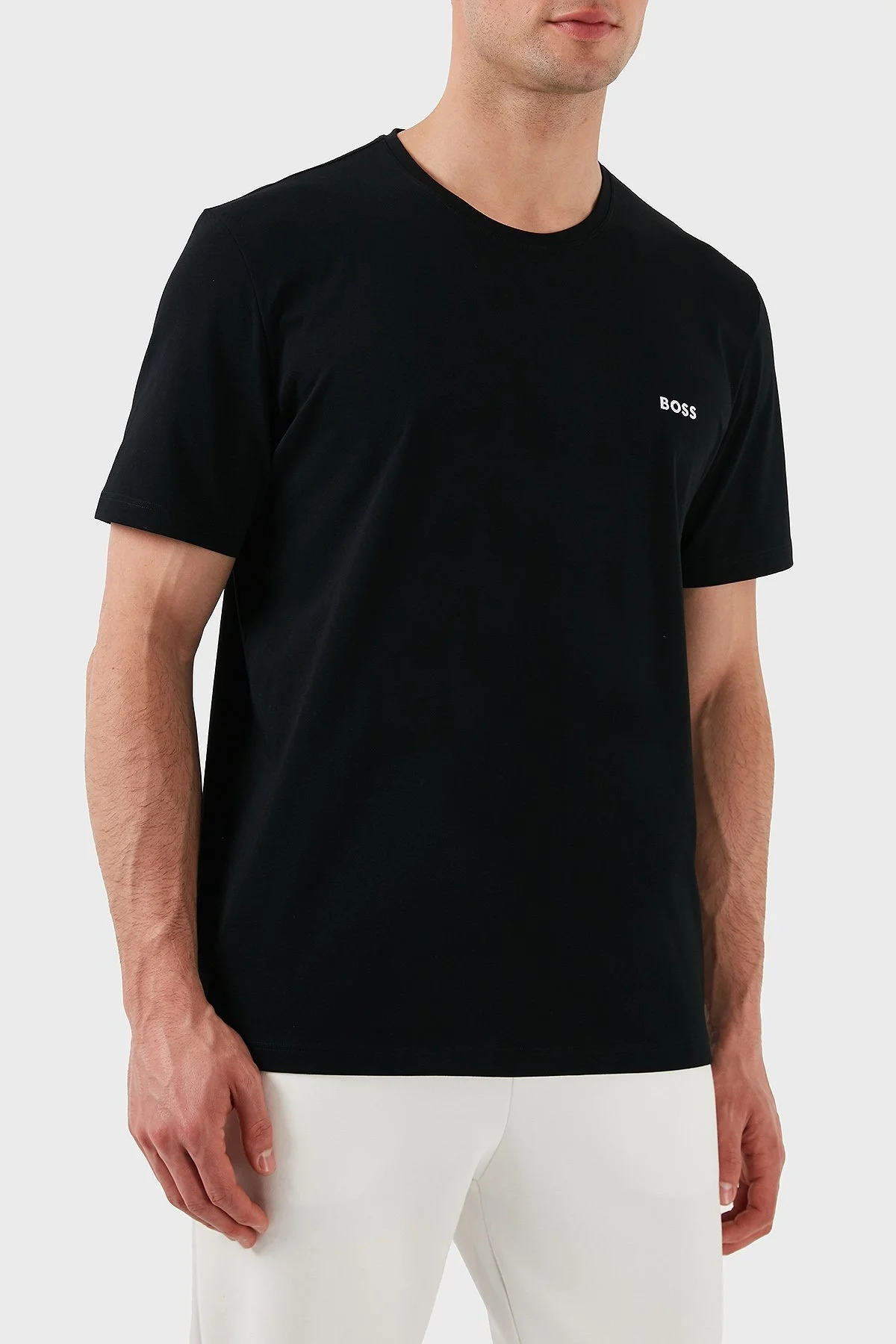 Boss Pamuklu Regular Fit Bisiklet Yaka Logolu Erkek T Shirt 50515312 006 SİYAH - 5