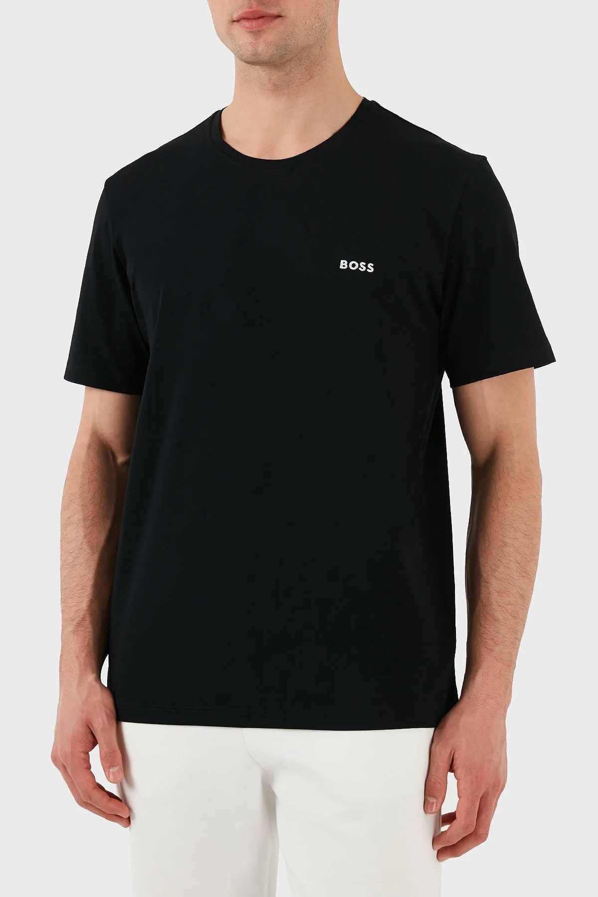 Boss Pamuklu Regular Fit Bisiklet Yaka Logolu Erkek T Shirt 50515312 006 SİYAH - 6